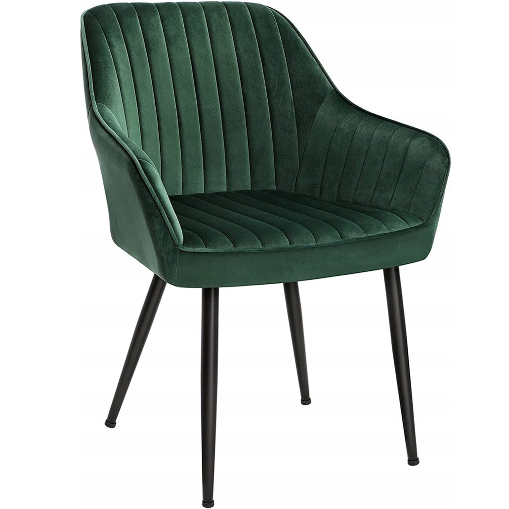 SONGMICS Scaun living tapitat din catifea cu cotiere, sarcina 120 kg, 63x60x85 cm, verde