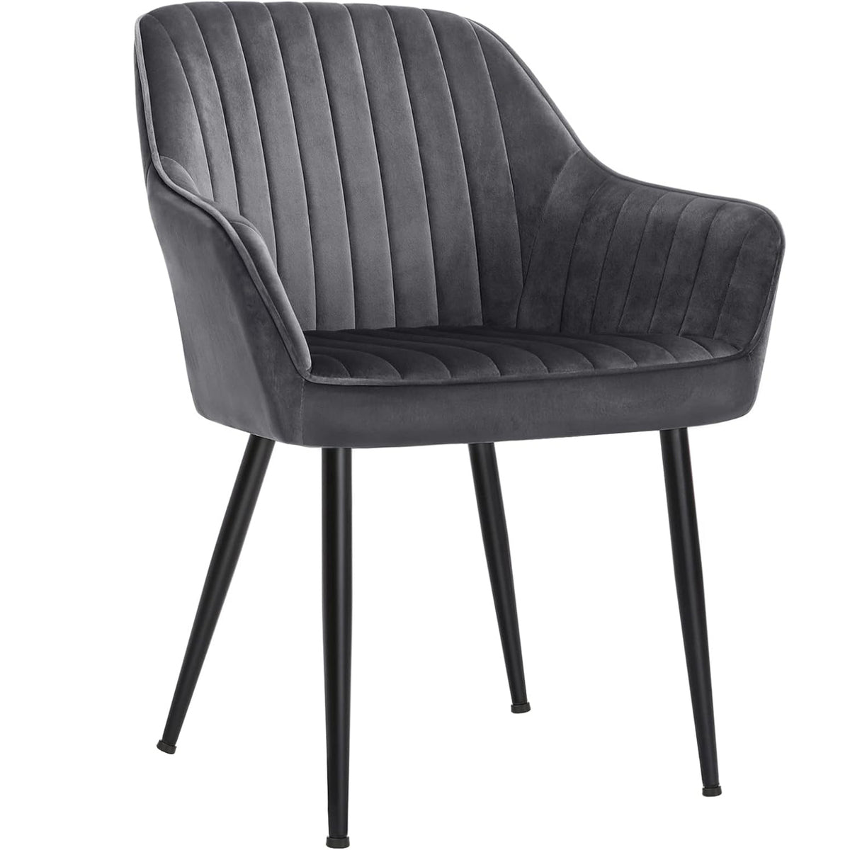 SONGMICS Scaun living tapitat din catifea cu cotiere, sarcina 110 kg, 63x60x85 cm, gri
