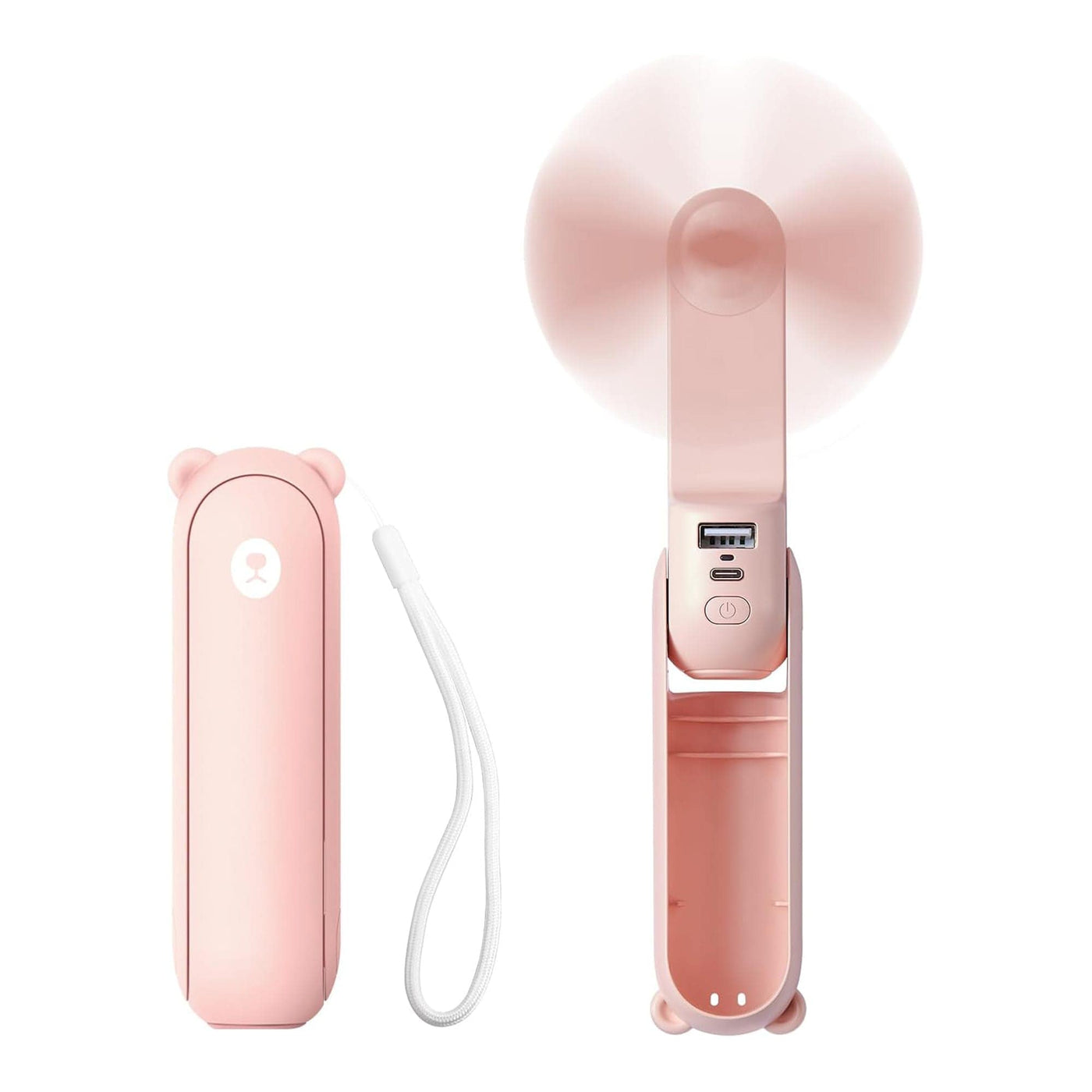 Mini Ventilator Portabil 3 in 1, Reincarcabil USB, Roz - Imagine 1