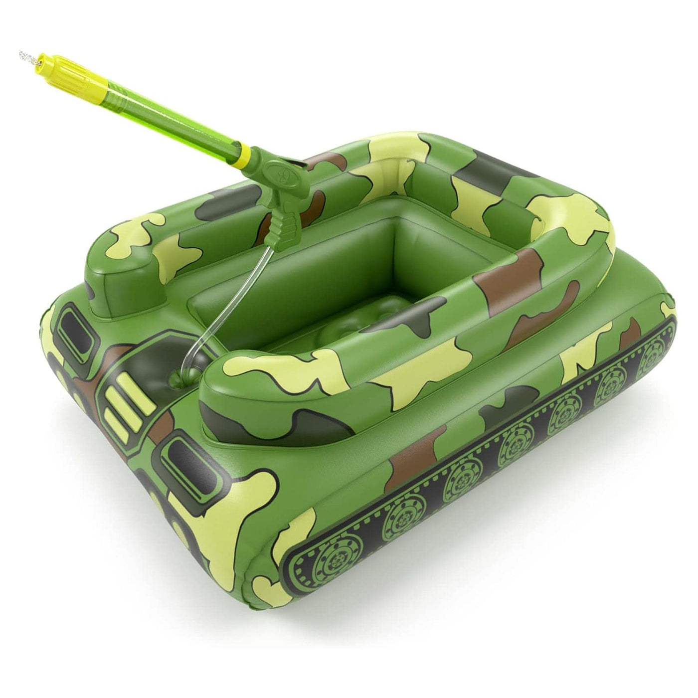 Colac gonflabil Timebox, in forma de tanc pentru copii, Verde - Imagine 1
