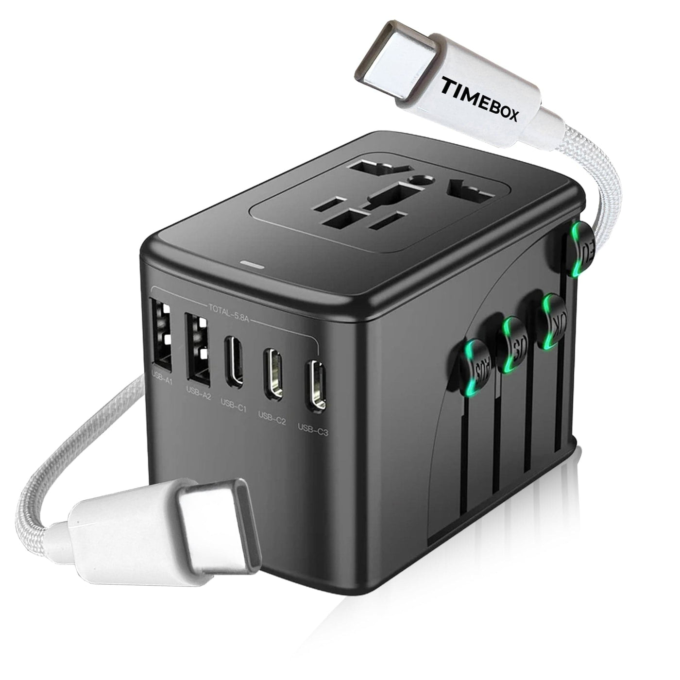Pachet Travel Timebox, Type-C la USB-C, 66W, 1m, Alb - Imagine 1
