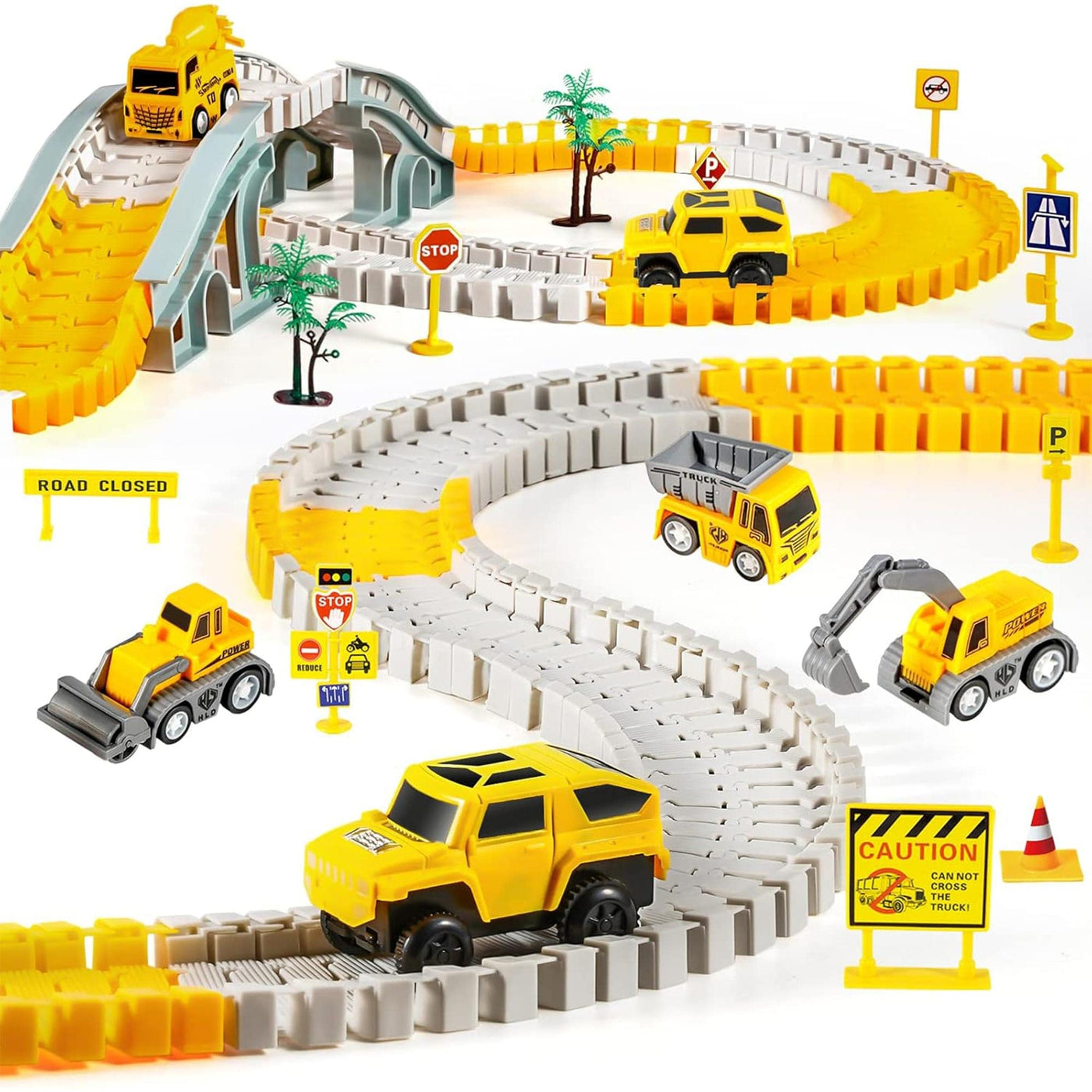 Set Pista de Curse si Constructii 260 Piese, 2 Masinute Electrice - Imagine 1