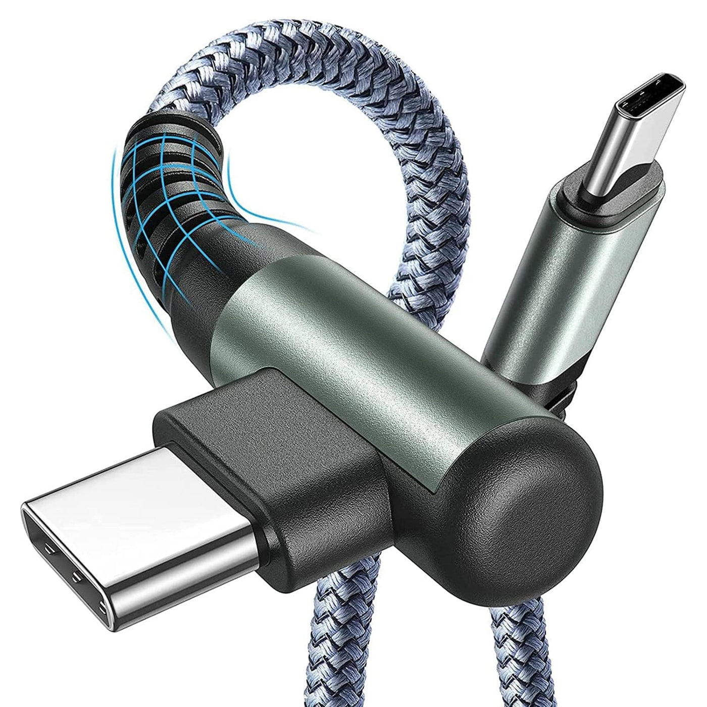 Cablu Date si Incarcare Rapida Timebox, USB-C la Type-C, 60W, 3m, Unghi 90° - Imagine 1
