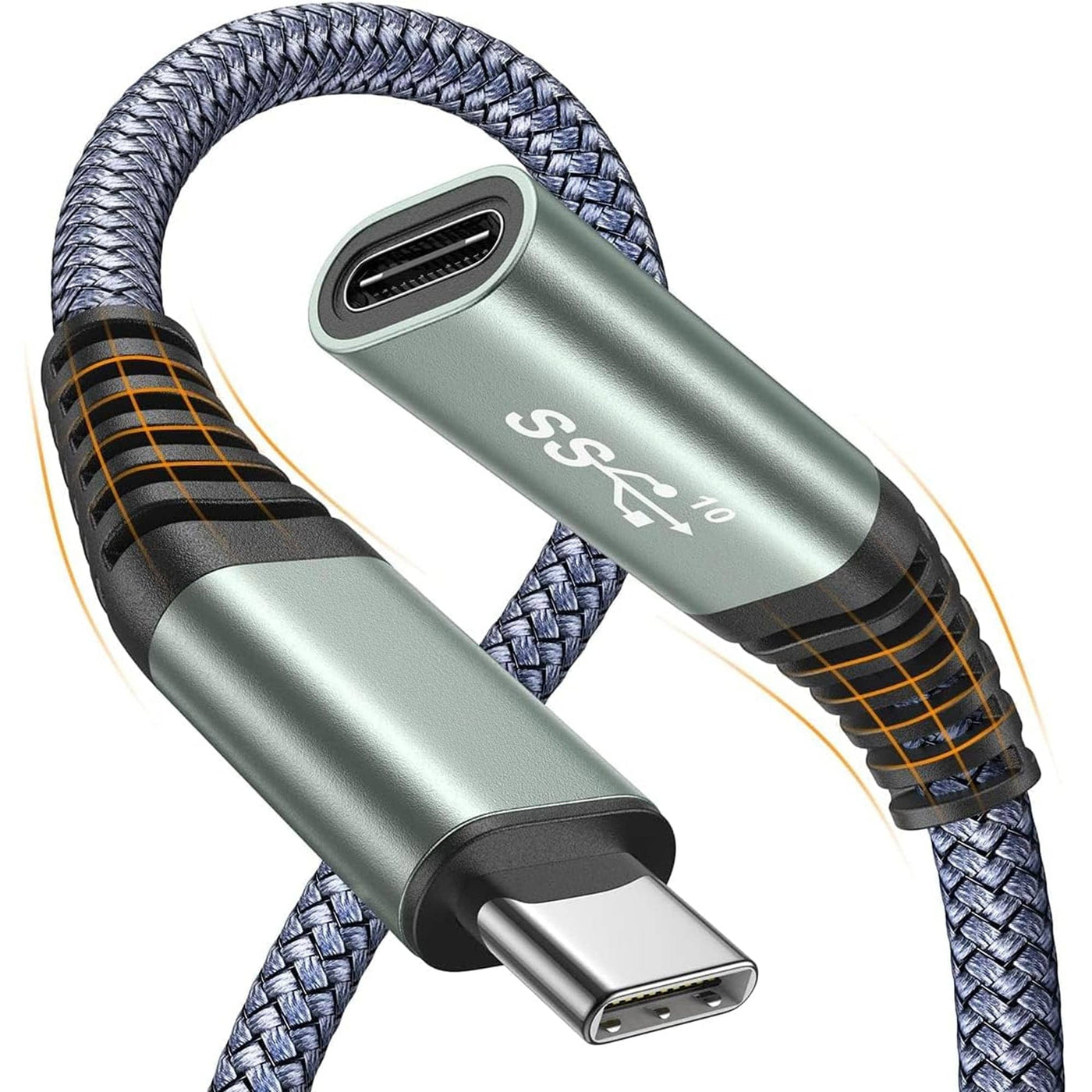 Cablu Extender Timebox, 100W/10 Gbps, USB-C 3, 2 mama la USB-C-tata, Gri - Imagine 1