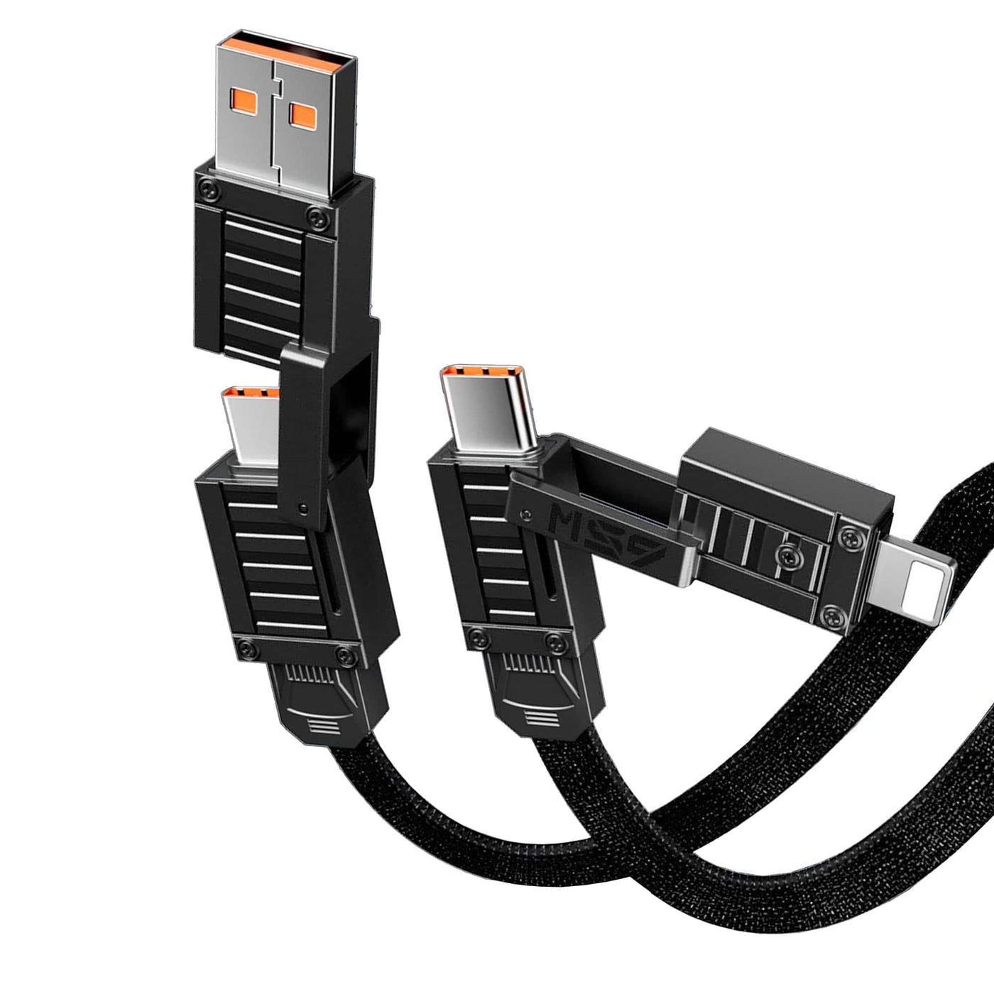 Cablu de date si Incarcare Rapida Timebox, 4 in 1, 65W, 1,5m, USB, Negru - Imagine 1