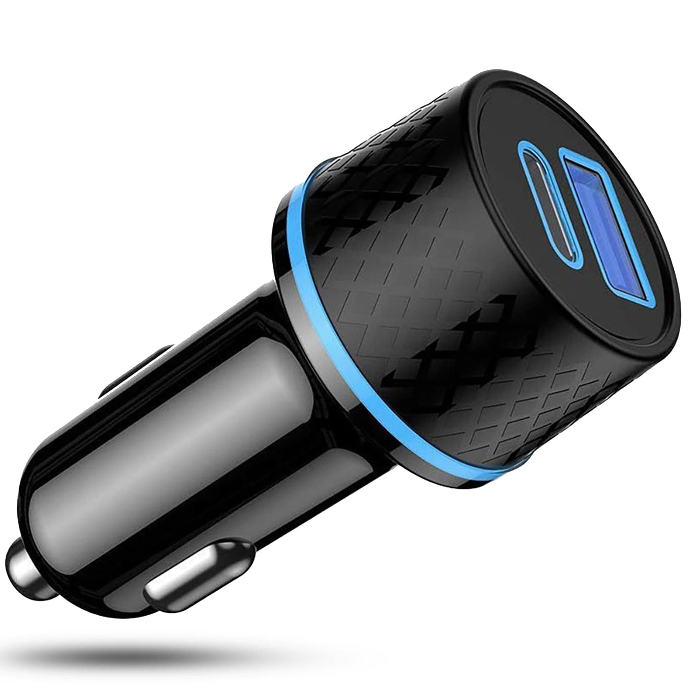 Incarcator auto Timebox, 43W, 1 x USB , 1 x USB-C, Lumini LED, Negru - Imagine 1