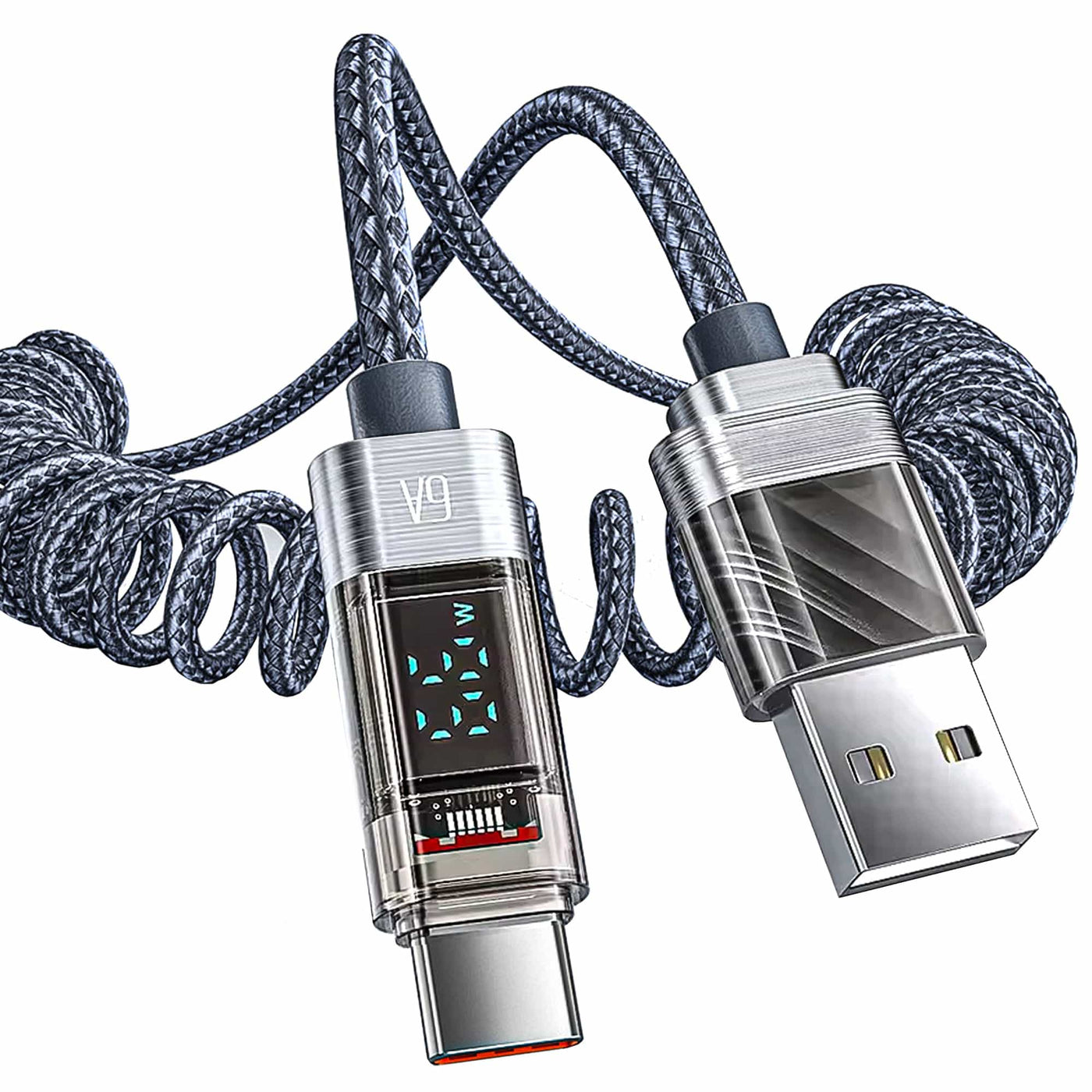 Cablu de Incarcare si Transfer de Date Timebox, USB la Type-C, 66W, 1,8m, Gri - Imagine 1