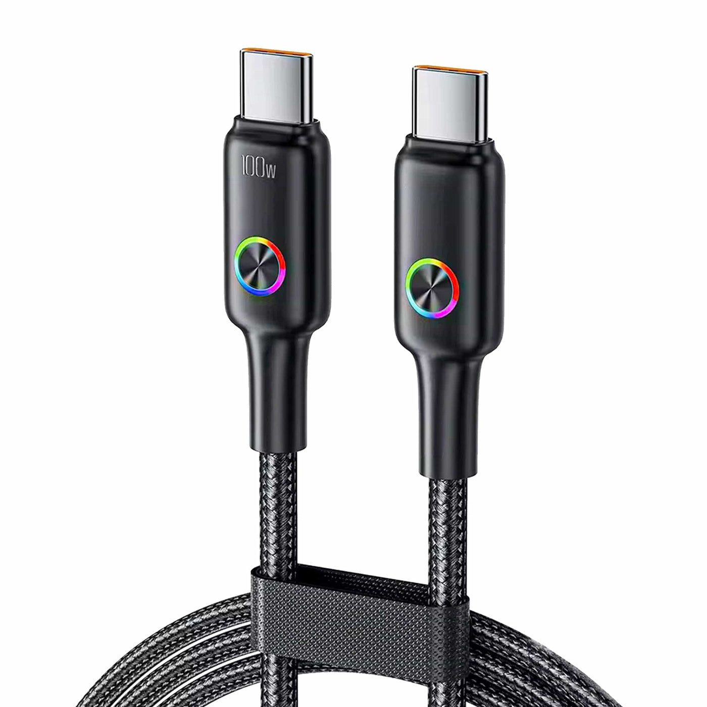 Cablu de Incarcare si Transfer de Date Timebox, USB-C la Type-C, 100W, 1,8m, Negru - Imagine 1