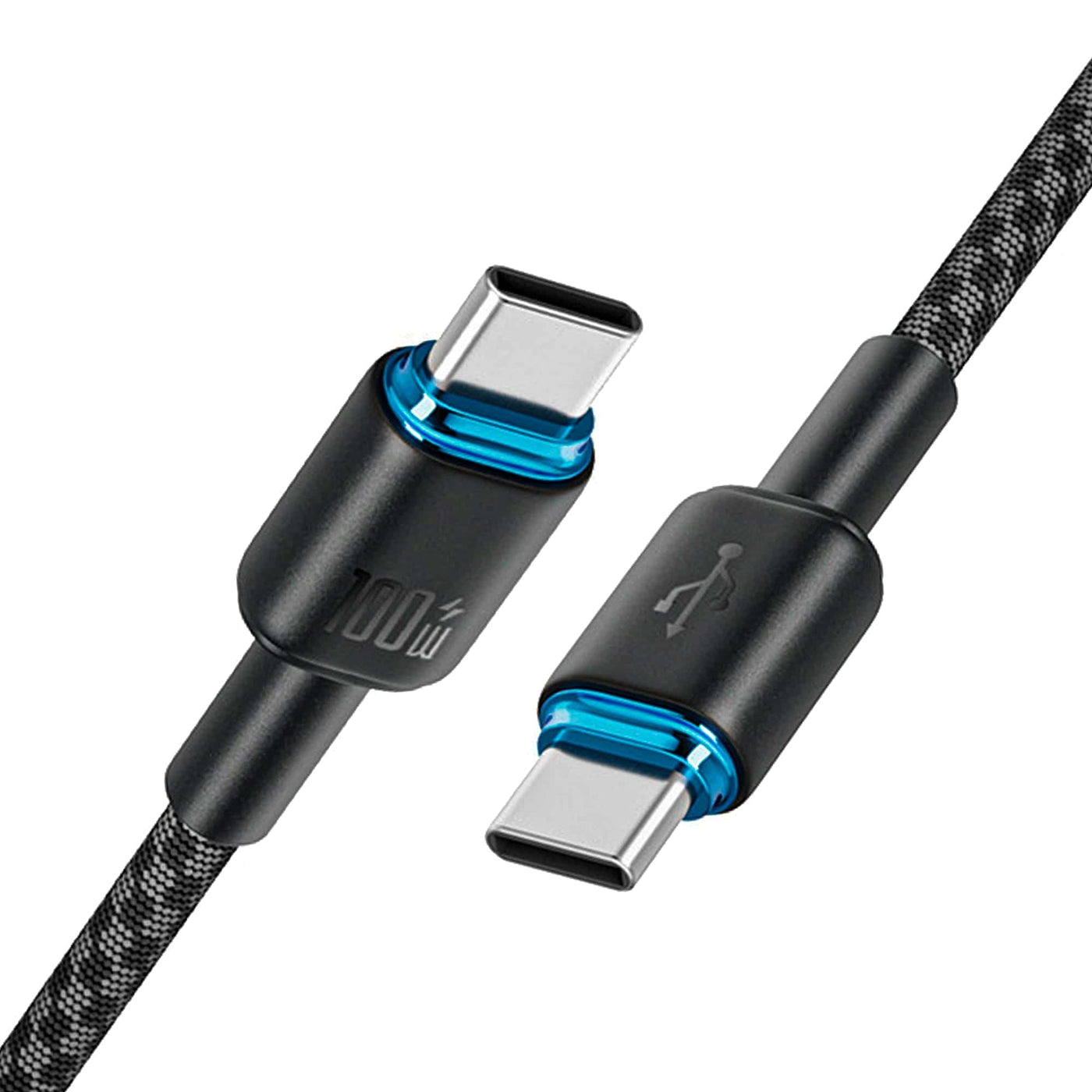 Cablu de Incarcare si Transfer de Date 100W Timebox, USB-C la Type-C, 2m, Negru - Imagine 1