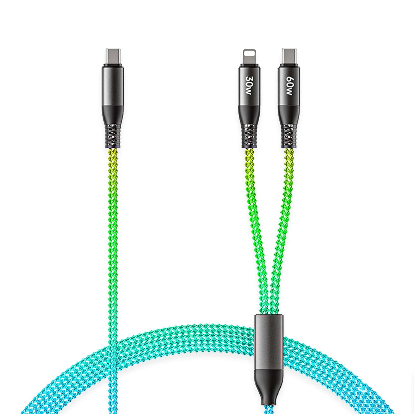 Cablu Date si Incarcare Rapida Timebox, USB-C la USB-C, 65W, 1,2m, iluminat LED - Imagine 1