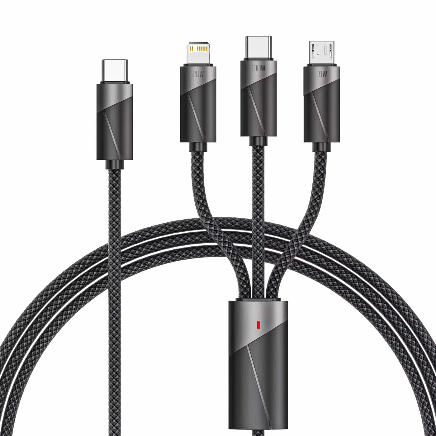Cablu Date si Incarcare Rapida Timebox, 3 in 1, 100W, 1,2m, QC 3, USB, Negru - Imagine 1