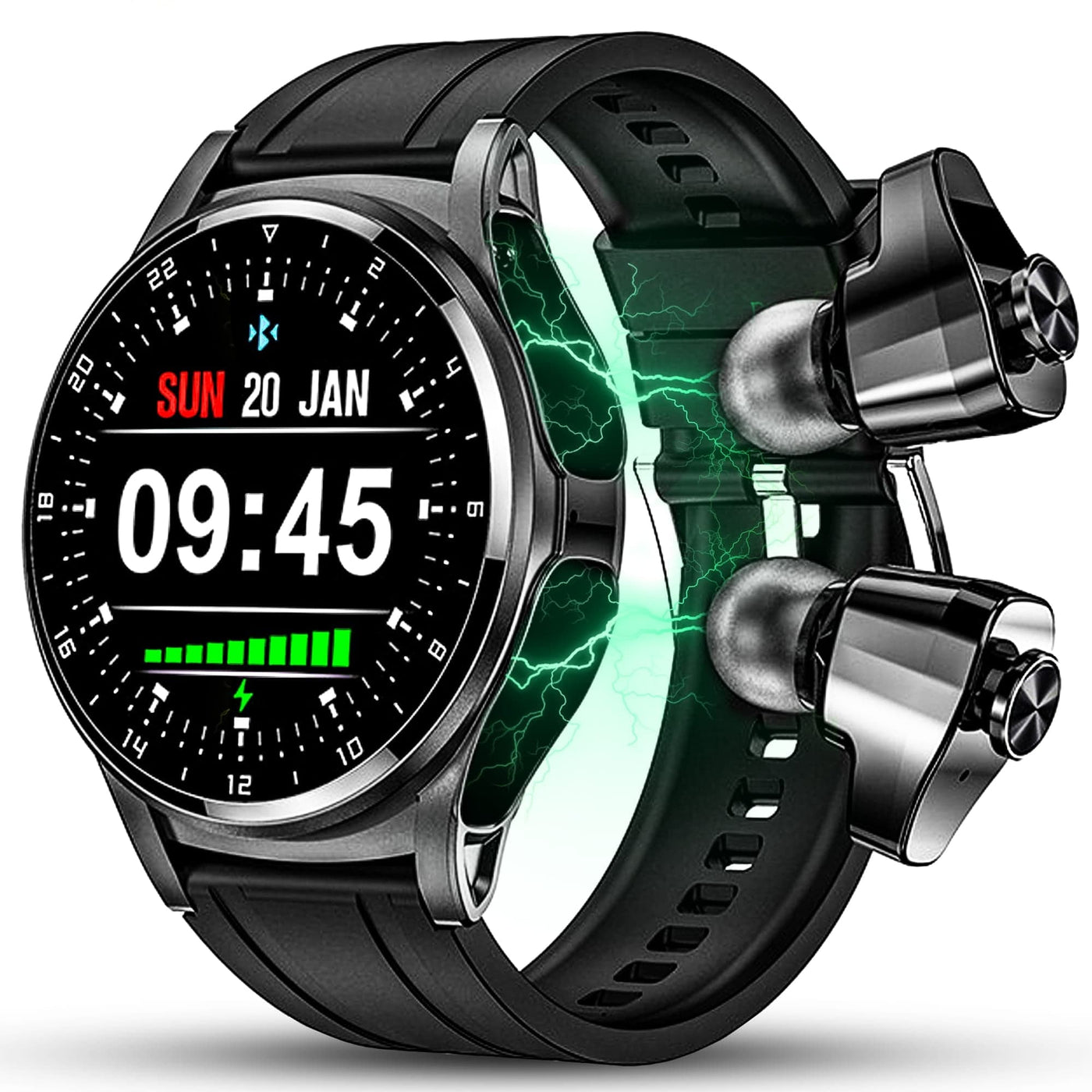 Ceas smartwatch cu casti bluetooth incorporate, monitorizare activitati fizice - Imagine 1