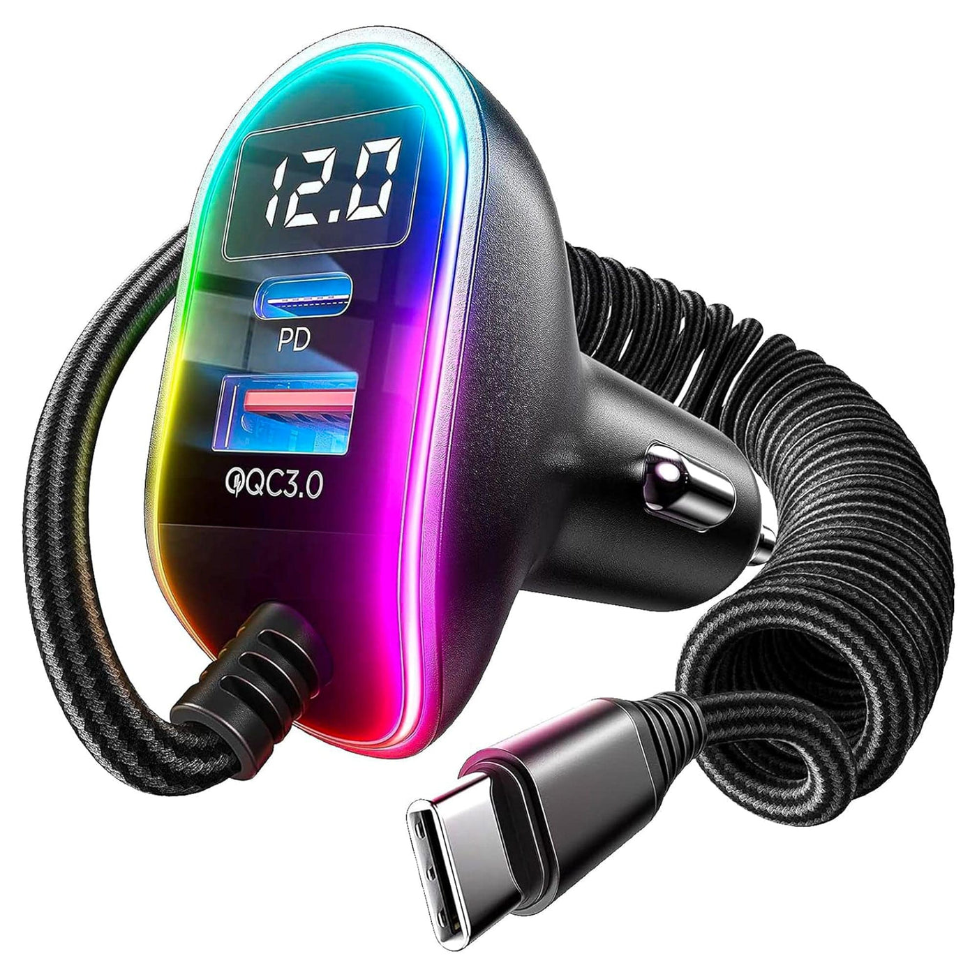 Incarcator auto 96W Super Fast Charge Timebox, 2 in 1, 1 x USB QC3, 1 x USB-C - Imagine 1