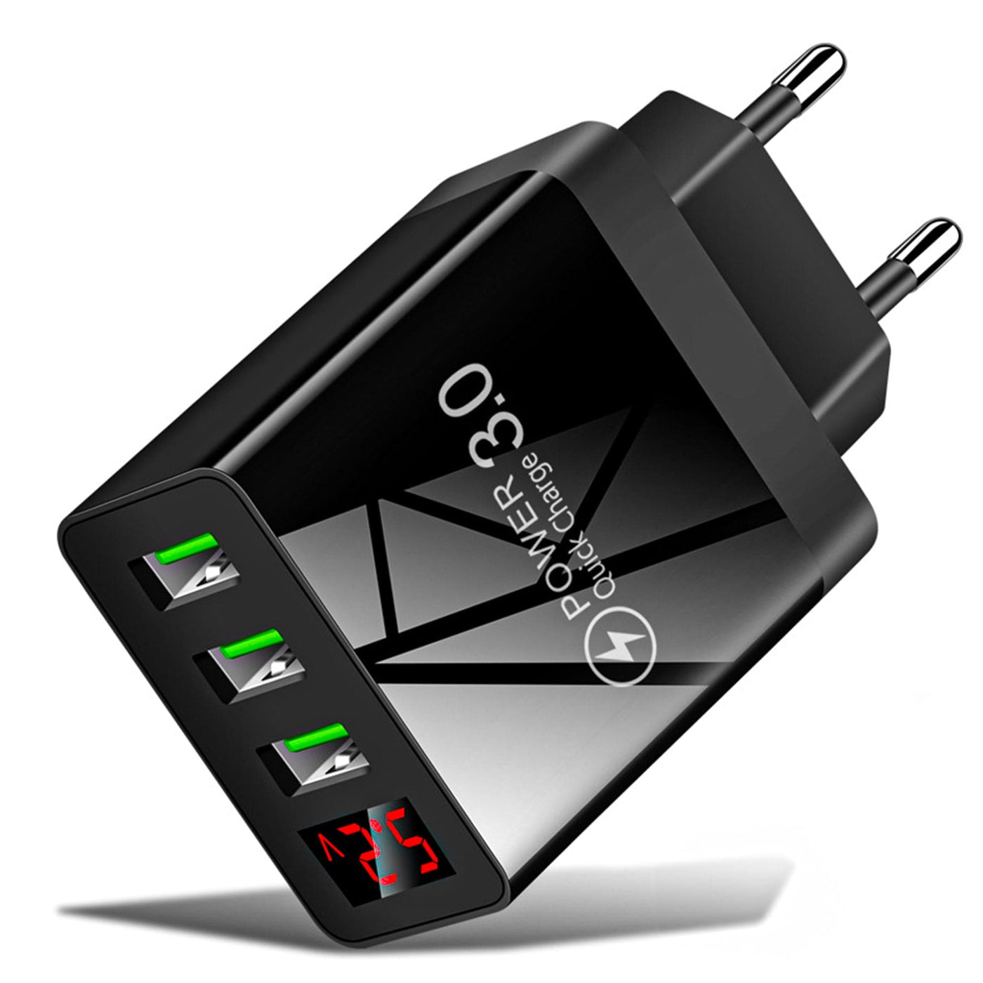 Incarcator Retea Timebox, 3 Porturi, 15W, 3 x USB, LED Voltaj, Negru - Imagine 1