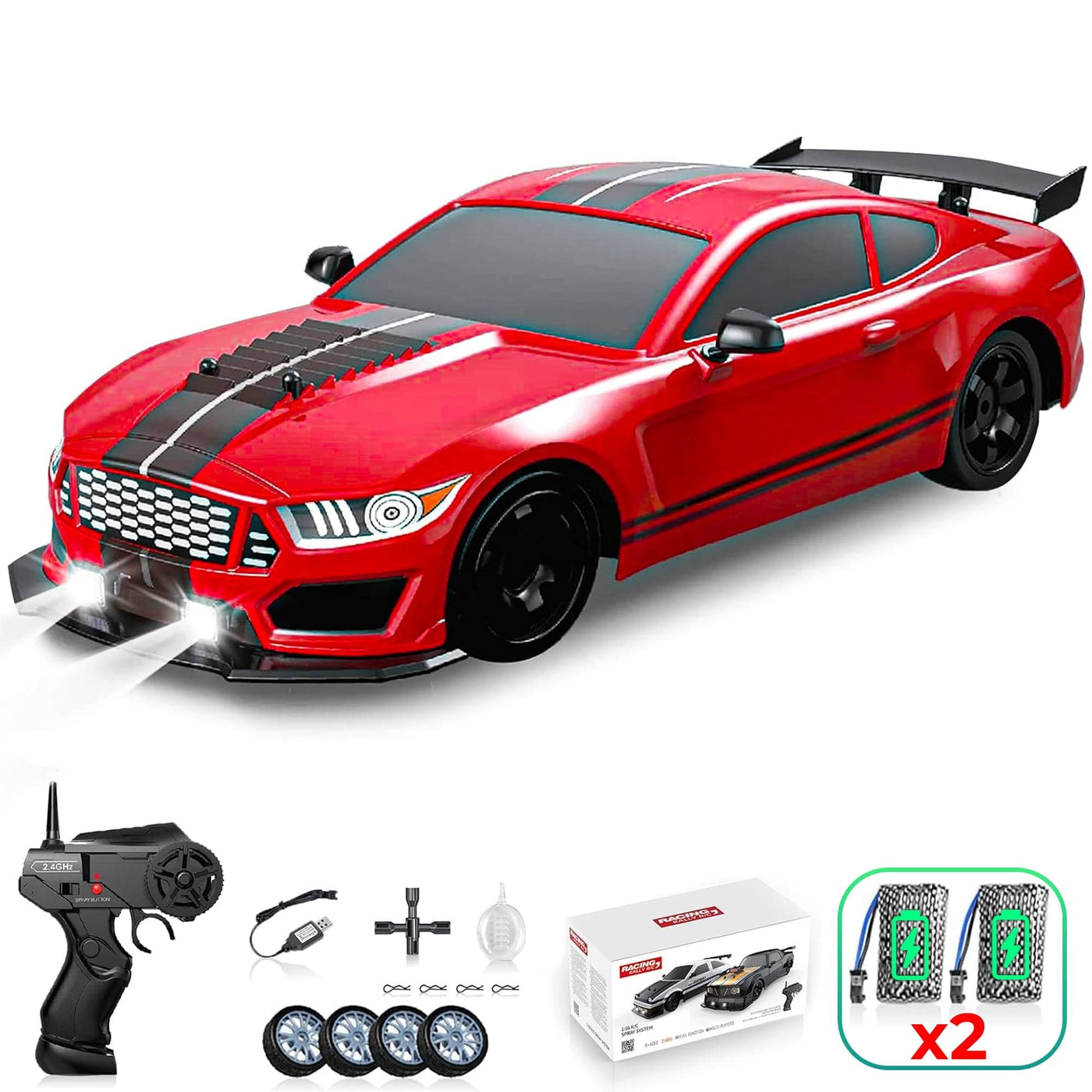 Masina cu telecomanda RC Timebox, 20km/h, 1:16, Drift car, lumini LED, Negru - Imagine 1