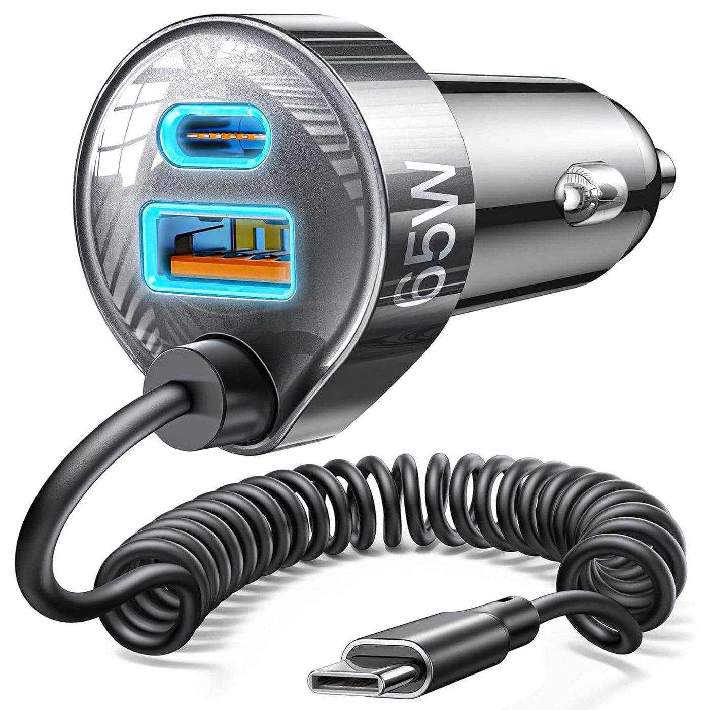 Incarcator auto Timebox, 65W, 1 x USB QC 3, 1 x USB-C, Negru - Imagine 1