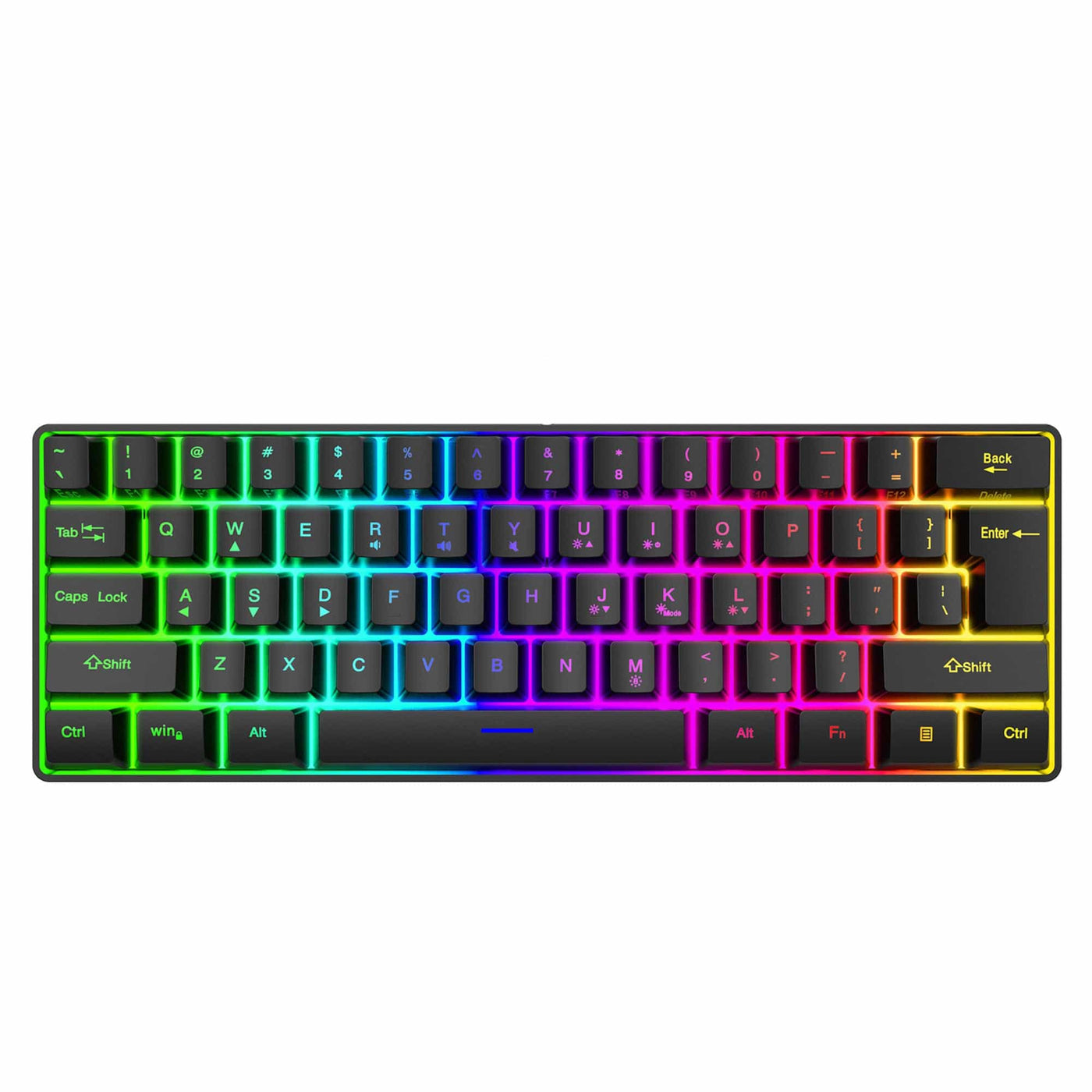 Tastatura gaming Timebox, 61 taste, Cablu USB 1, RGB, Negru - Imagine 1