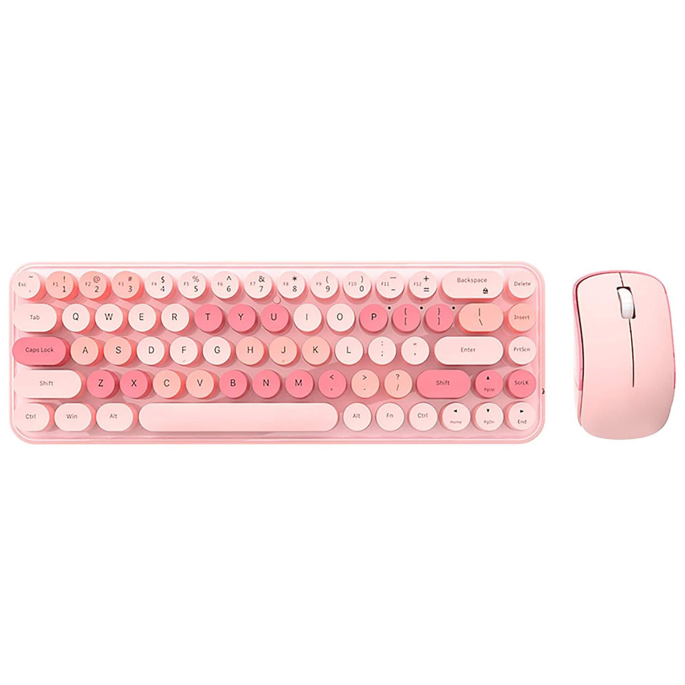 Set Tastatura si Mouse Wireless 2, 1200DPI, Format Compact 68 Taste, Roz - Imagine 1