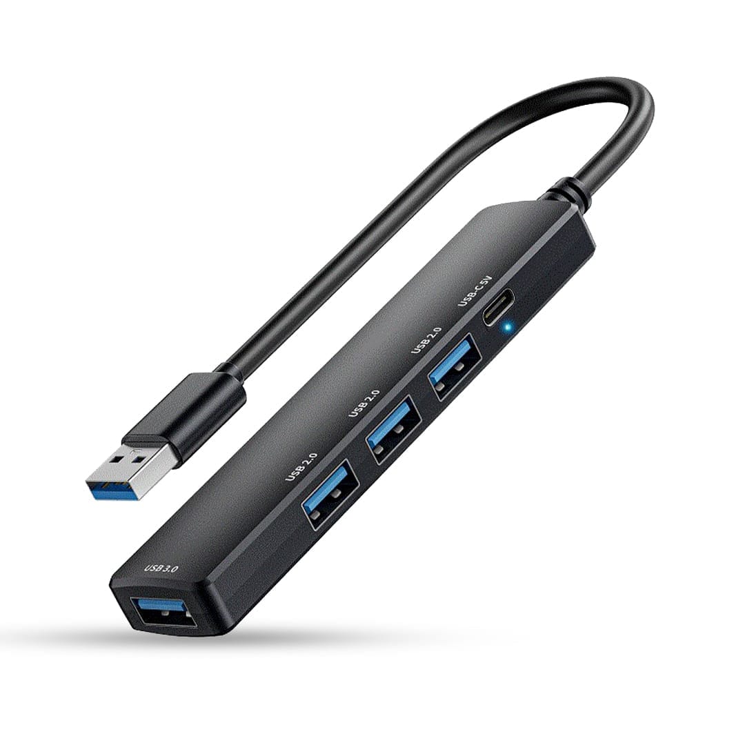 Hub USB 5 in 1 Tip C / USB 3, 480 Mbps, 5 Gbps, Aluminiu, Negru - Imagine 1