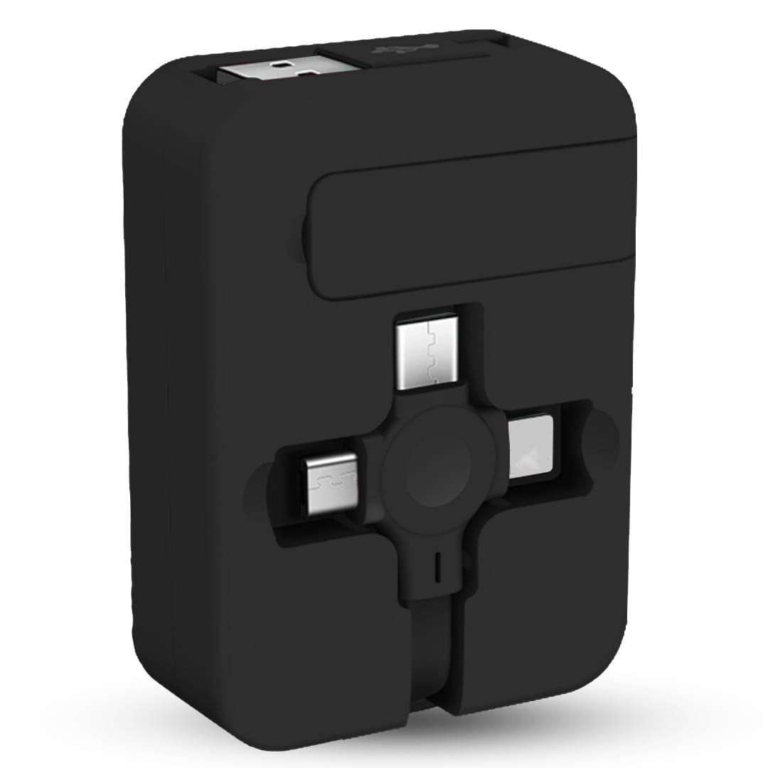 Cablu de date 3 in 1, 1m, Retractabil, USB-C, MicroUSB, Lighting - Imagine 1
