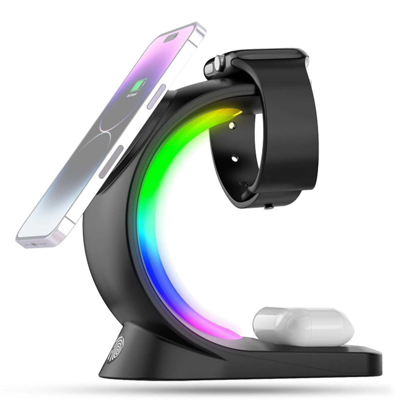 Incarcator Wireless Timebox, 15W, 3 In 1, Magsafe, Android, Samsung, Airpods - Imagine 1