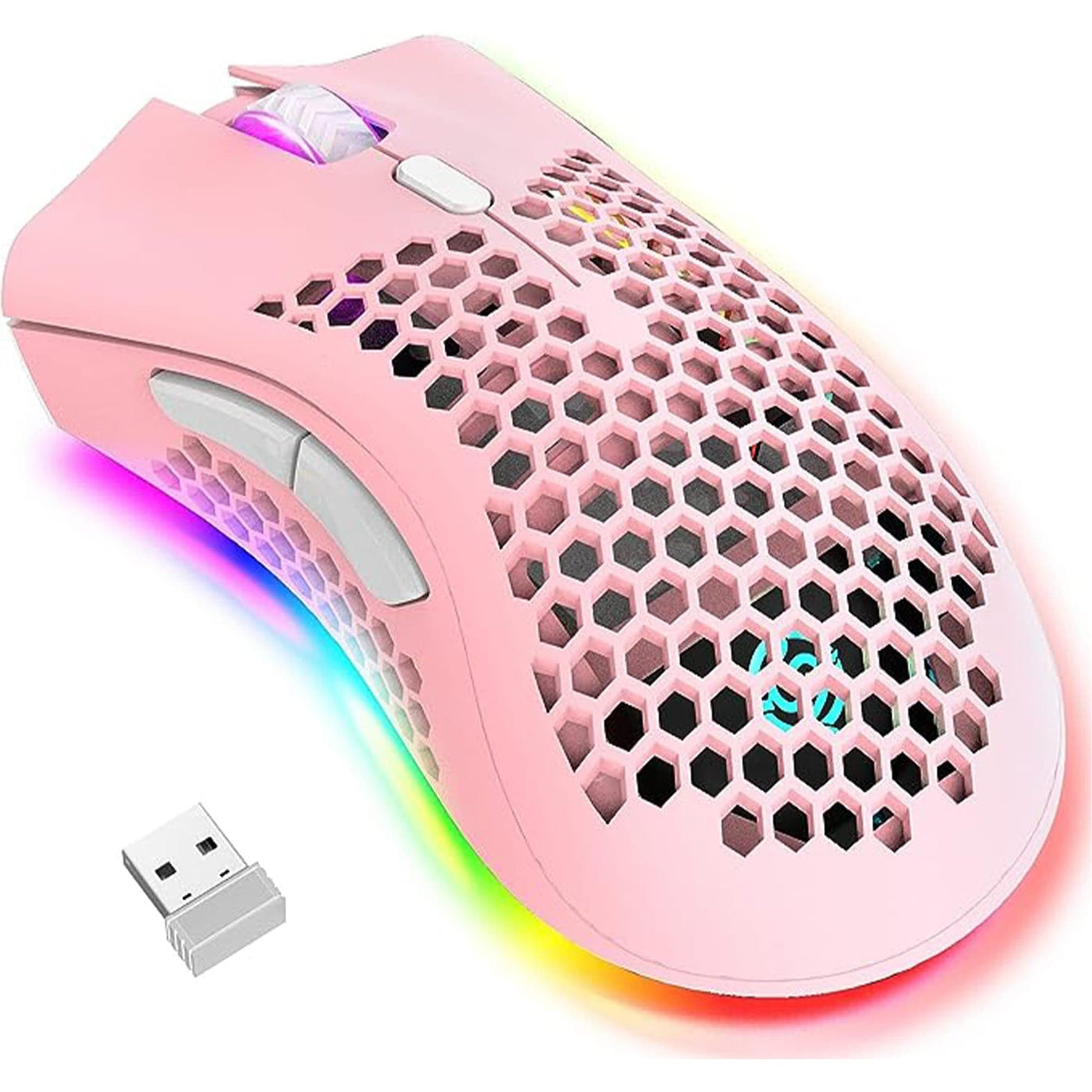 Mouse gaming wireless Timebox, ultrausor 95g, FastCharge, USB, 4 GHz, Roz - Imagine 1