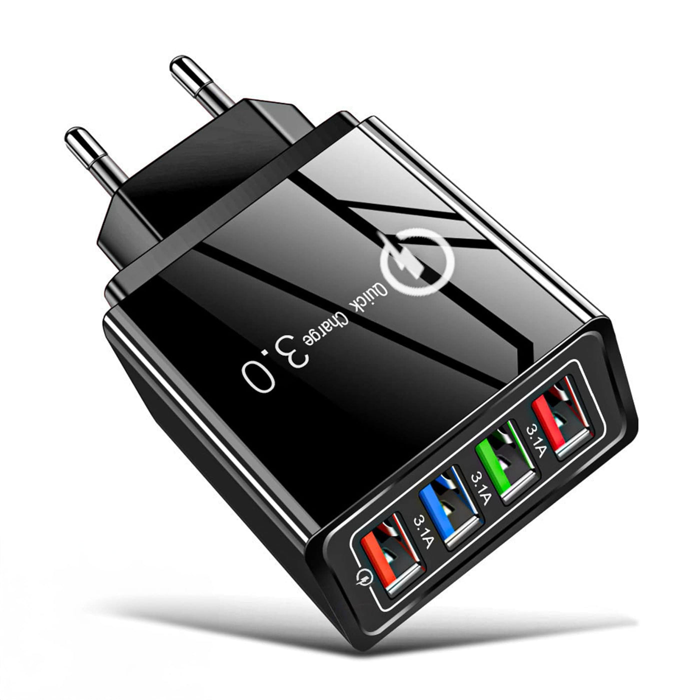 Incarcator Retea 4 porturi Timebox, 20W, 3 x USB, 1 x Quick-Charge 3, Negru - Imagine 1