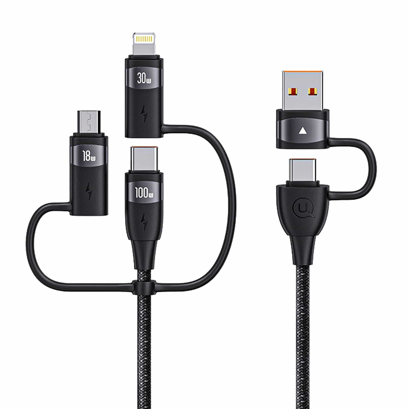 Cablu Date si Incarcare Rapida Usams, 5 in 1, 100W, 1,2m, QC 3, USB, Negru - Imagine 1
