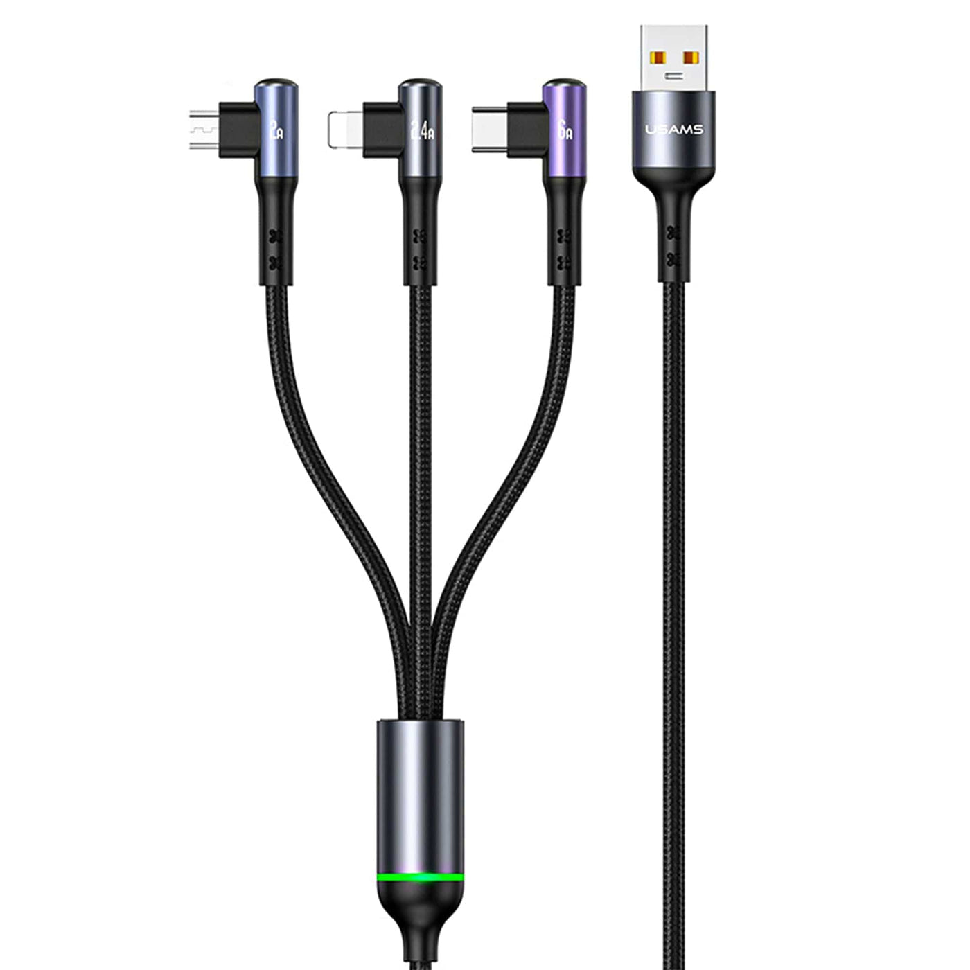 Cablu Date si Incarcare Rapida Usams, 3 in 1, 66W, 1,2m, QC 3, USB, Type-C - Imagine 1