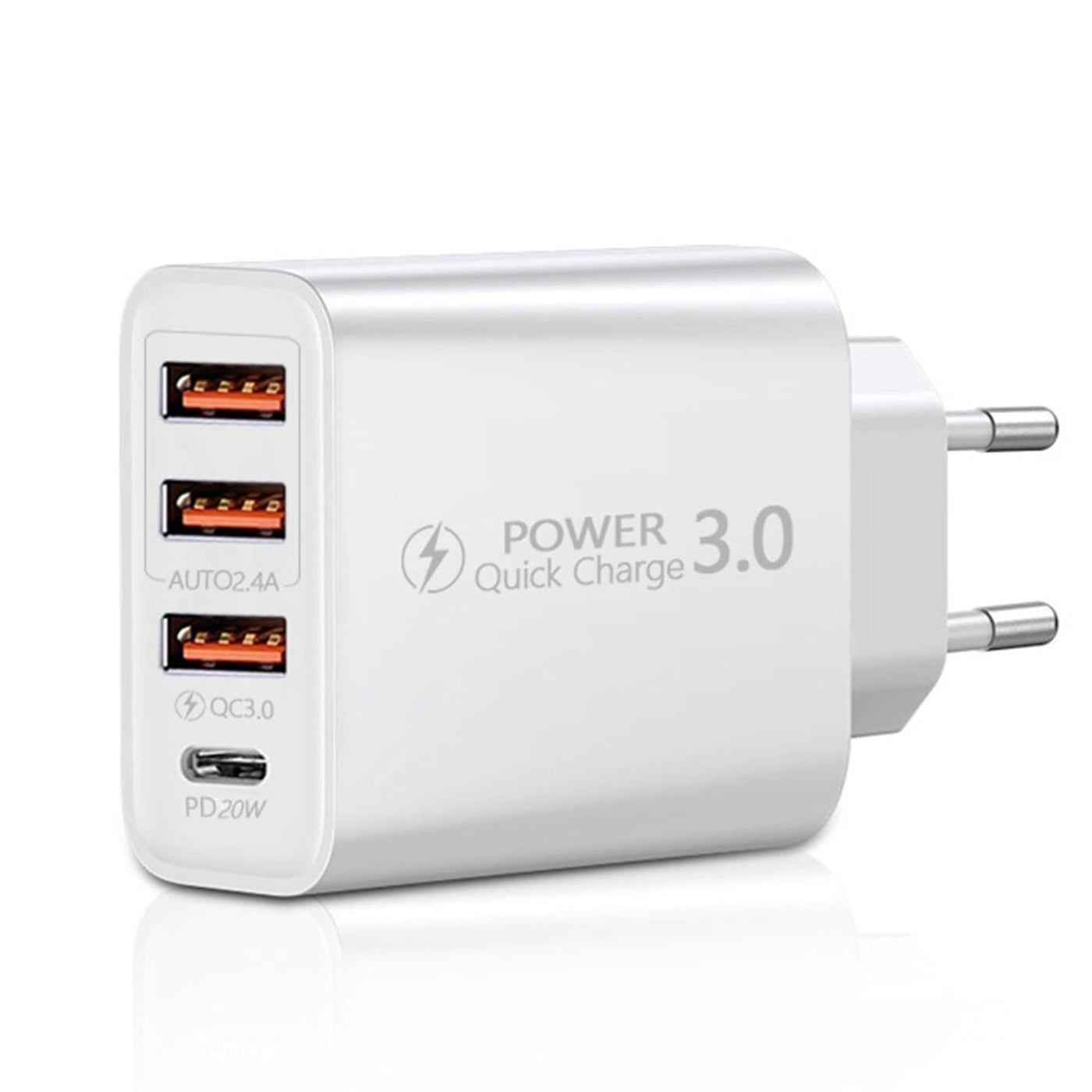 Incarcator Retea 4 porturi, 20W, 3 x USB, Quick-Charge 3, 0 USB, Alb - Imagine 1