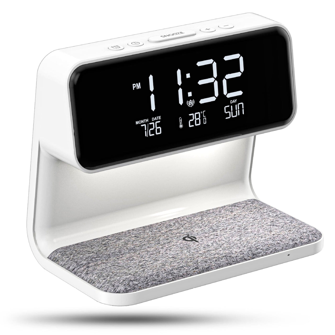 Incarcator Wireless Timebox, 10W, cu ceas digital si alarma, Alb - Imagine 1