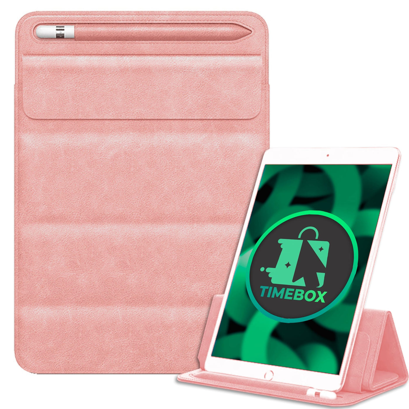 Husa pentru iPad 9 Timebox, 7"/10, 2"/10, 5"/11", cu suport pentru pix, Roz - Imagine 1