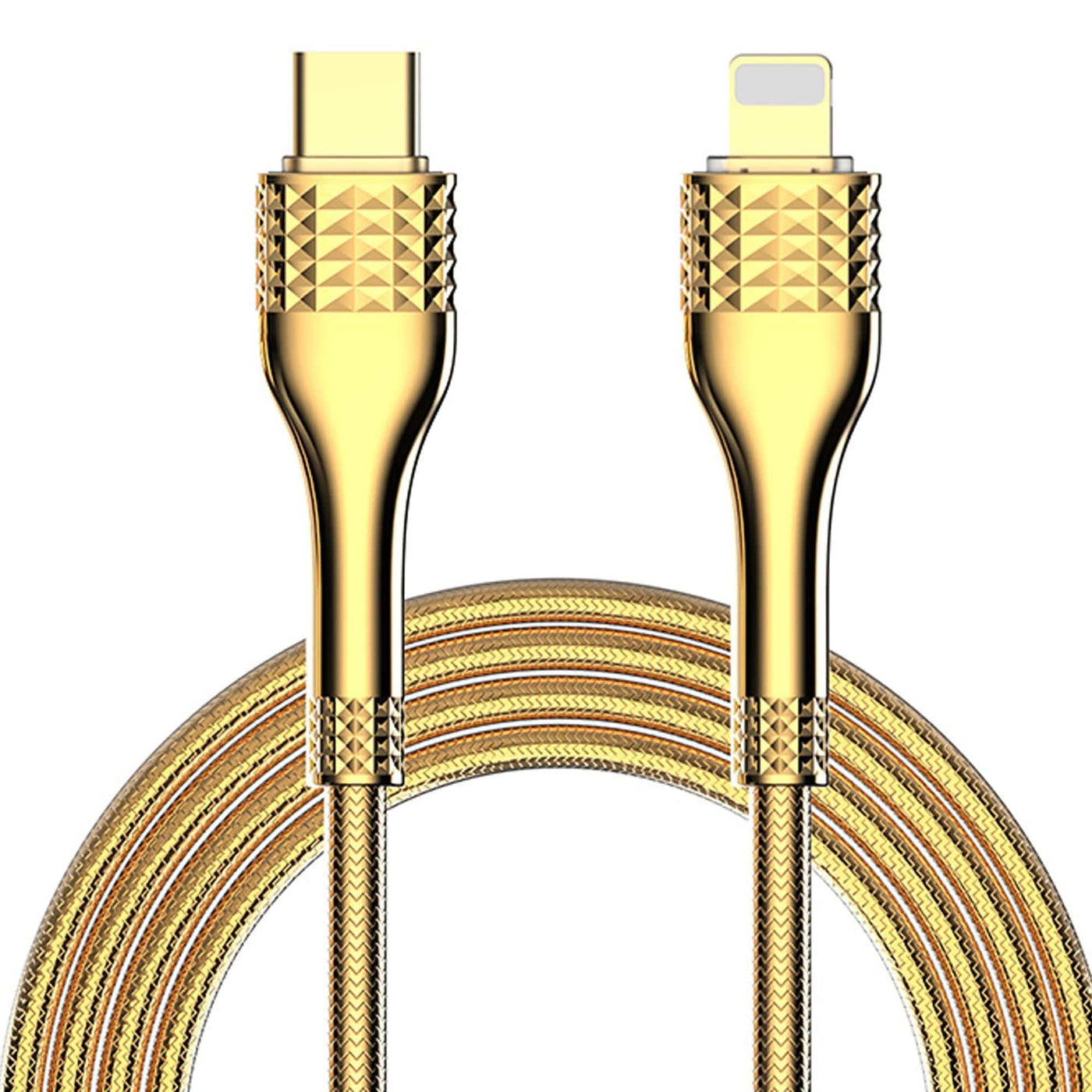 Cablu Date si Incarcare Rapida Timebox, USB-C la Lightning, 30W, 1 m, Auriu - Imagine 1