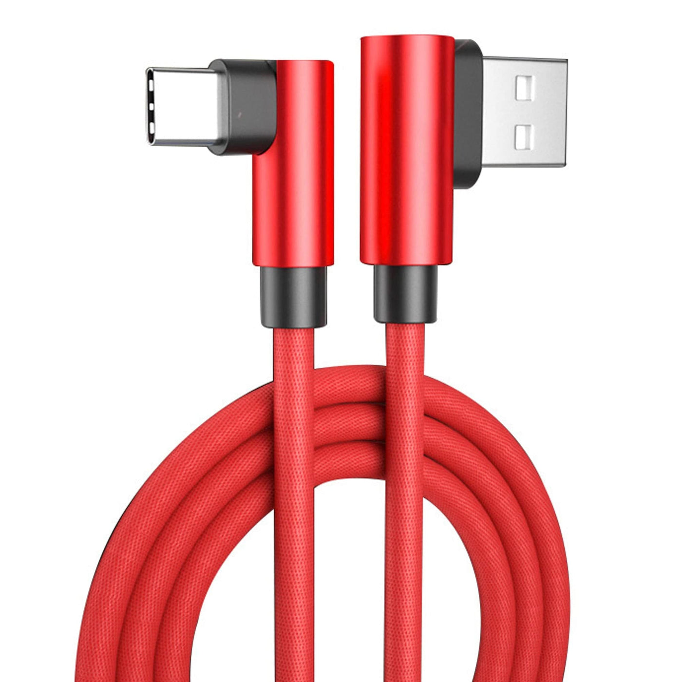 Cablu Date si Incarcare Rapida Timebox, USB la Type-C, 1 m, unghi 90 grade, Rosu - Imagine 1