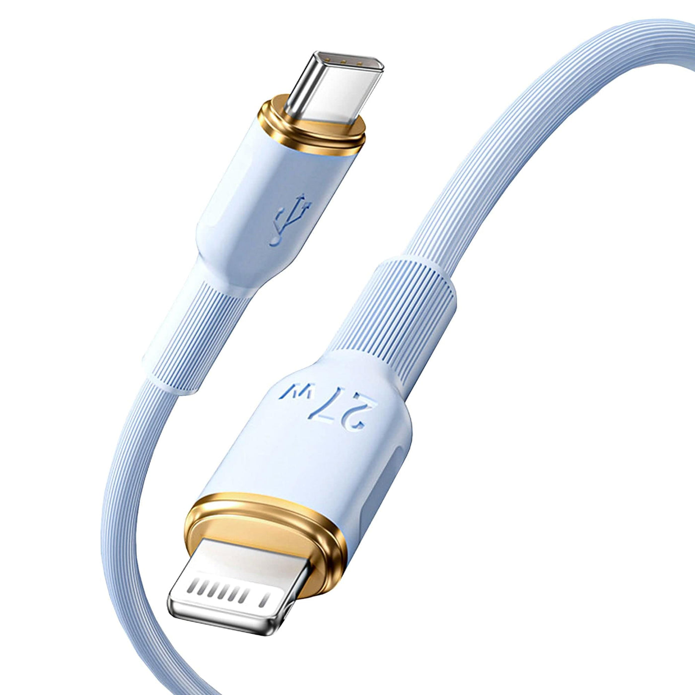 Cablu Date si Incarcare Rapida Timebox, USB-C la Lightning, 27W, 1,5m, Albastru - Imagine 1