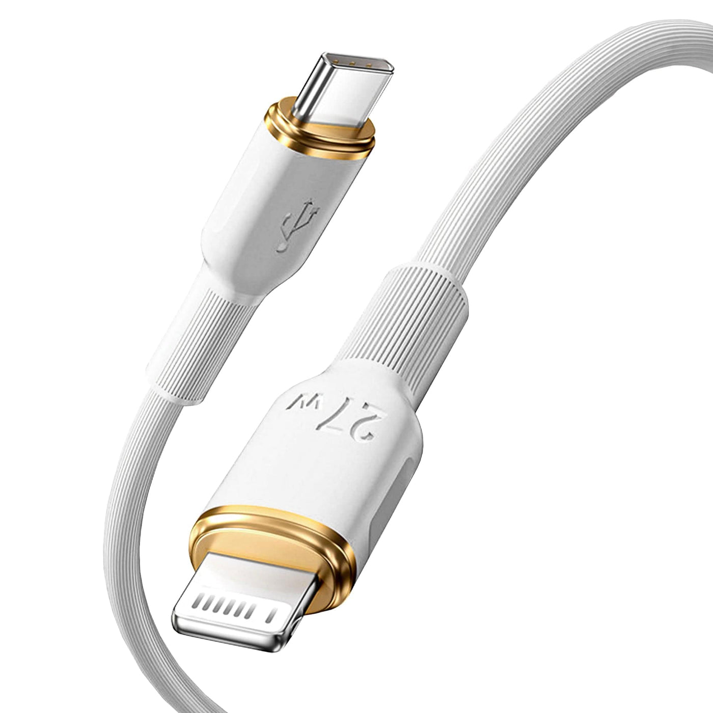 Cablu Date si Incarcare Rapida Timebox, USB-C la Lightning, 27W, 1,5m, Alb - Imagine 1