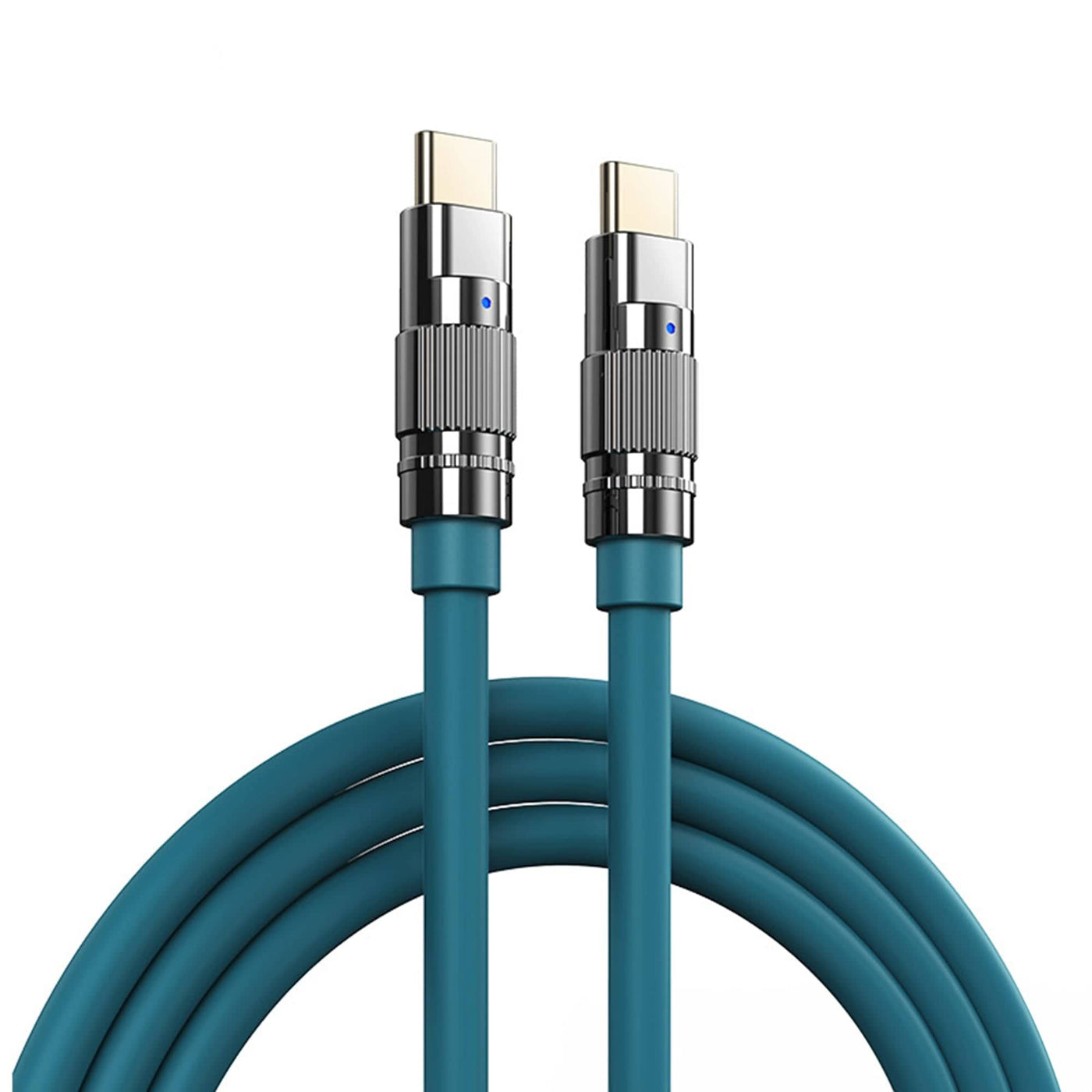Cablu Date si Incarcare Rapida Timebox, USB-C la Type-C, 100W, 1,2m, Albastru - Imagine 1