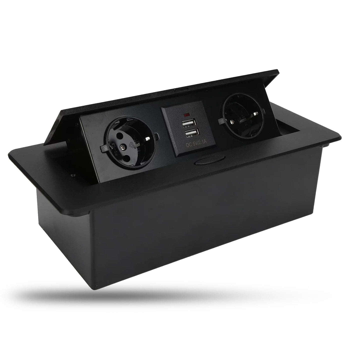 Priza incorporabila in mobilier Timebox, blat bucatarie, masa sau birou, Negru - Imagine 1