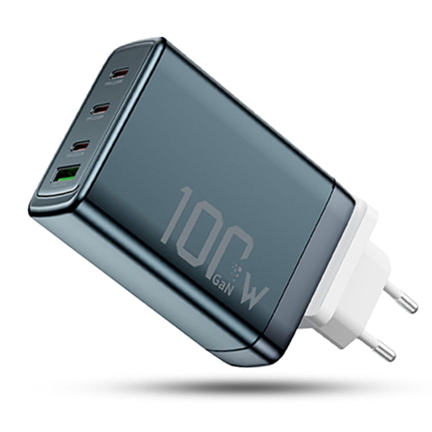 Incarcator Retea Timebox, 4 Porturi, 100W, 3 x Type-C, 1 x USB, Albastru inchis - Imagine 1