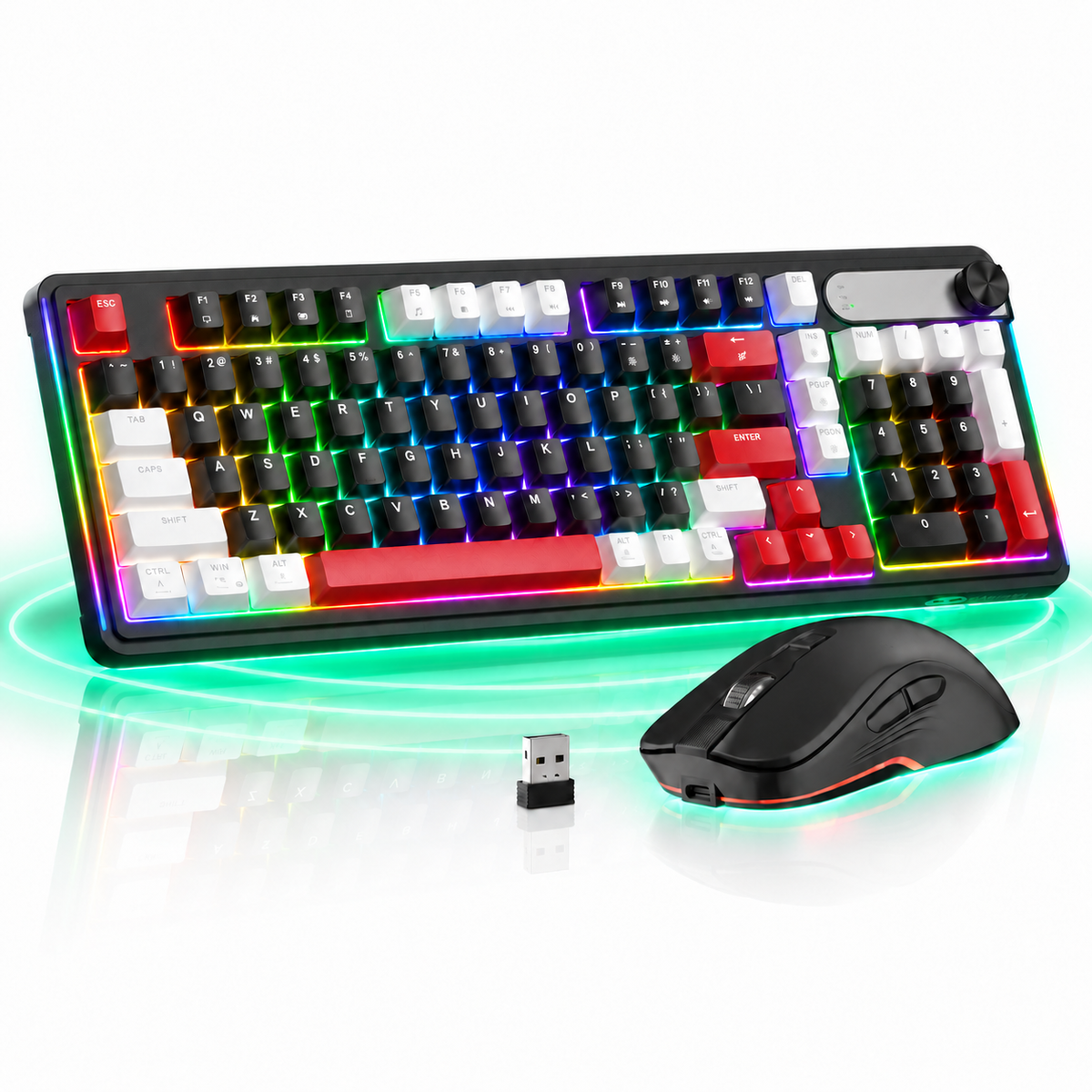 Kit Tastatura Mouse Wireless Timebox RGB 104 Taste Silent