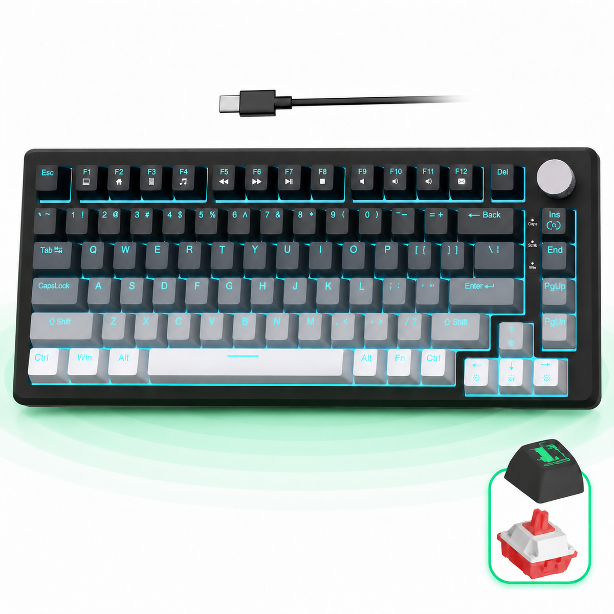 Tastatura Mecanica Gaming Timebox 75%, Red Switch, Hot-Swap