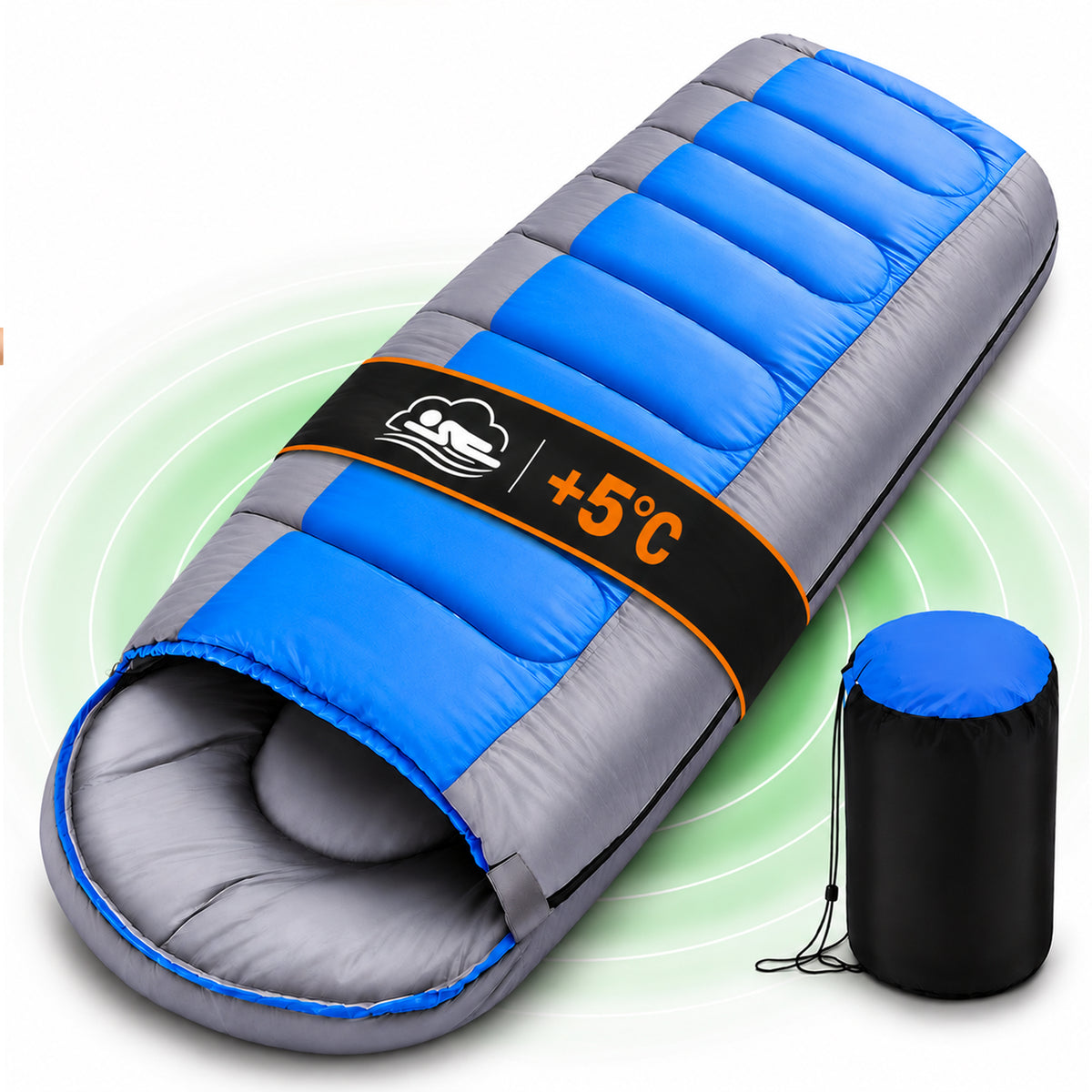 Sac de Dormit Timebox 1800g Set Complet Albastru
