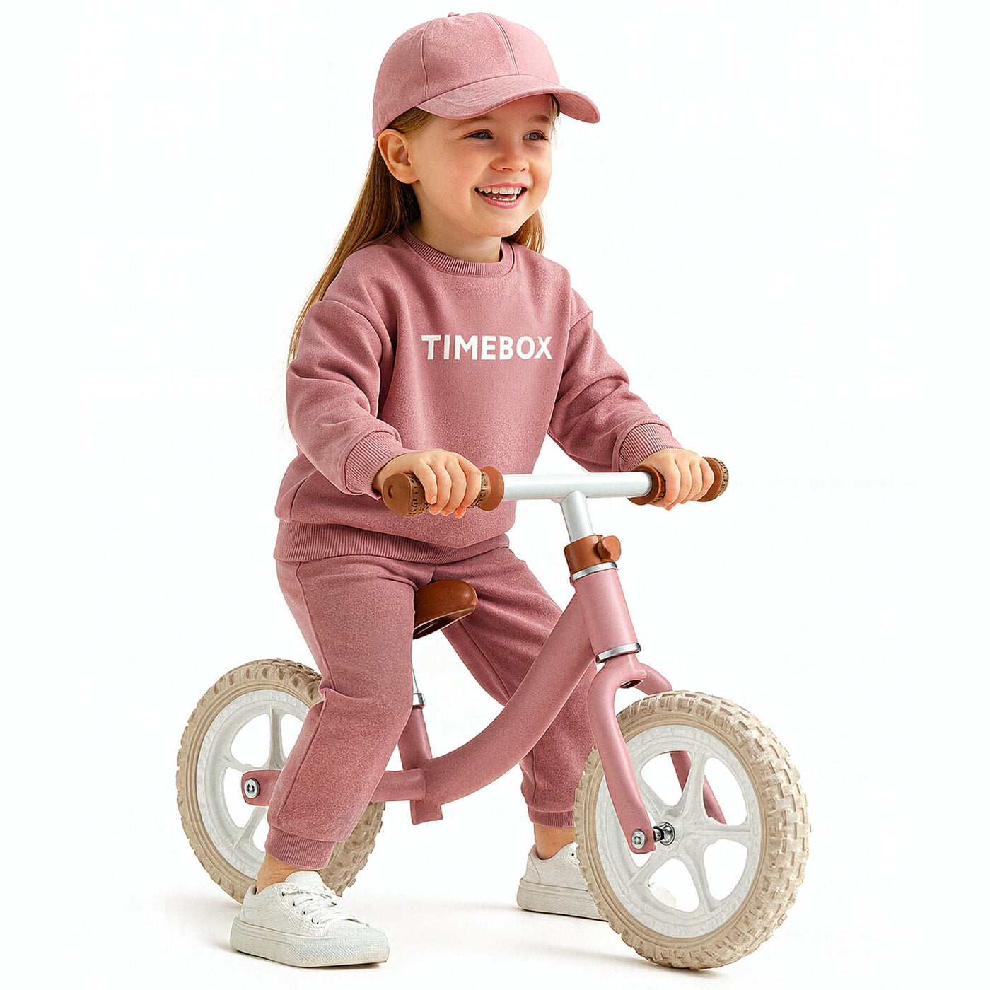 Bicicleta de echilibru Timebox, fara pedale, Roti anti-explozie 12/14 inch, Roz - Imagine 1