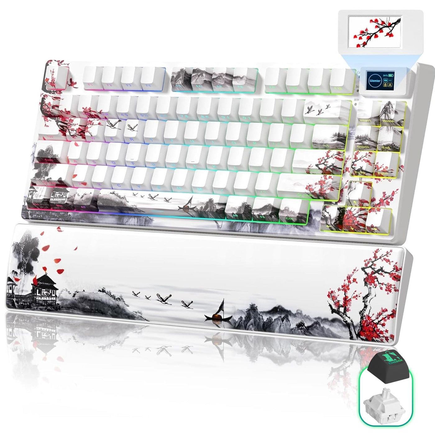 Tastatura Mecanica Wireless Timebox, 75%, Hot-Swap, Gasket, Alb - Imagine 1