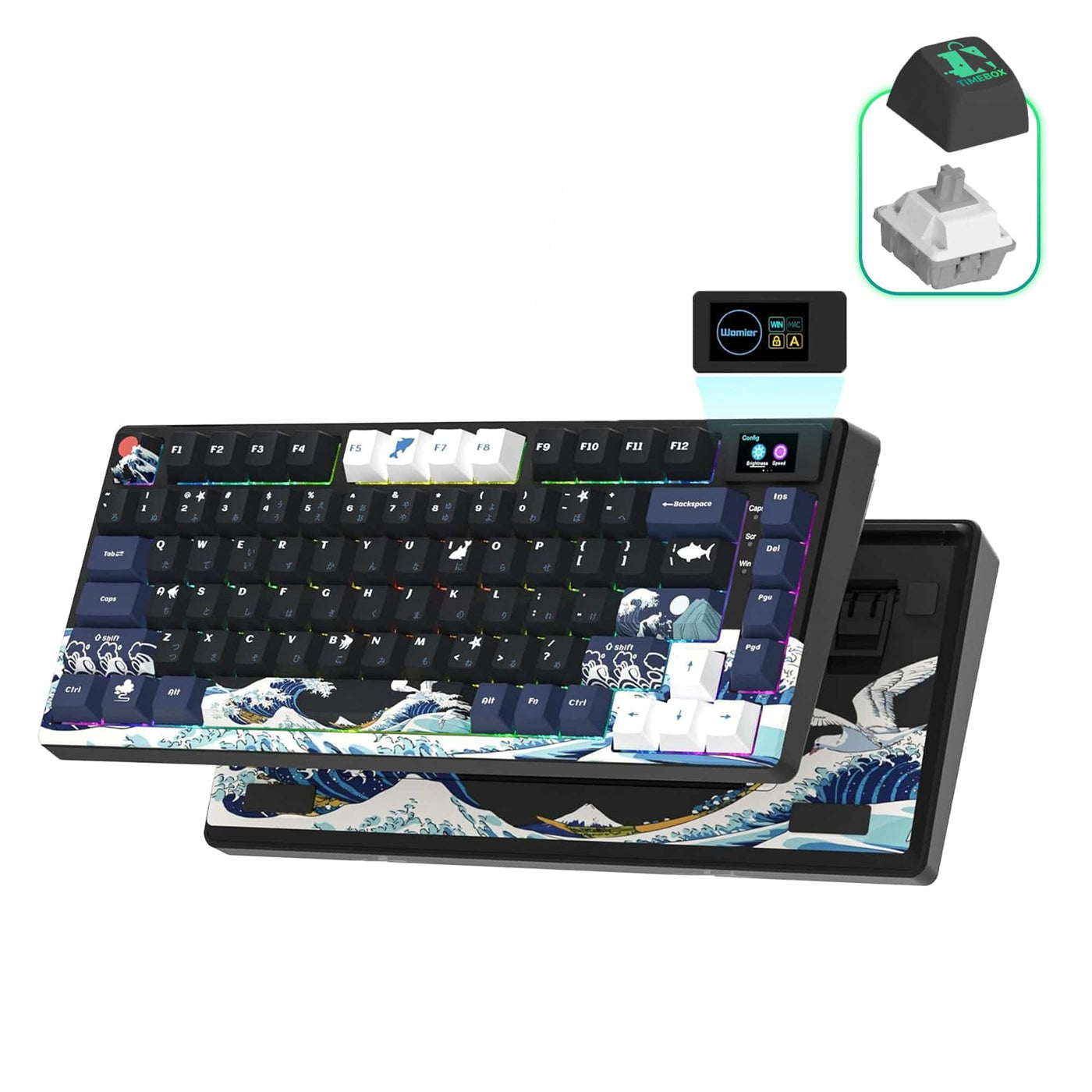 Tastatura mecanica gaming Timebox, 75%, Hot-Swap, Gasket, Negru - Imagine 1