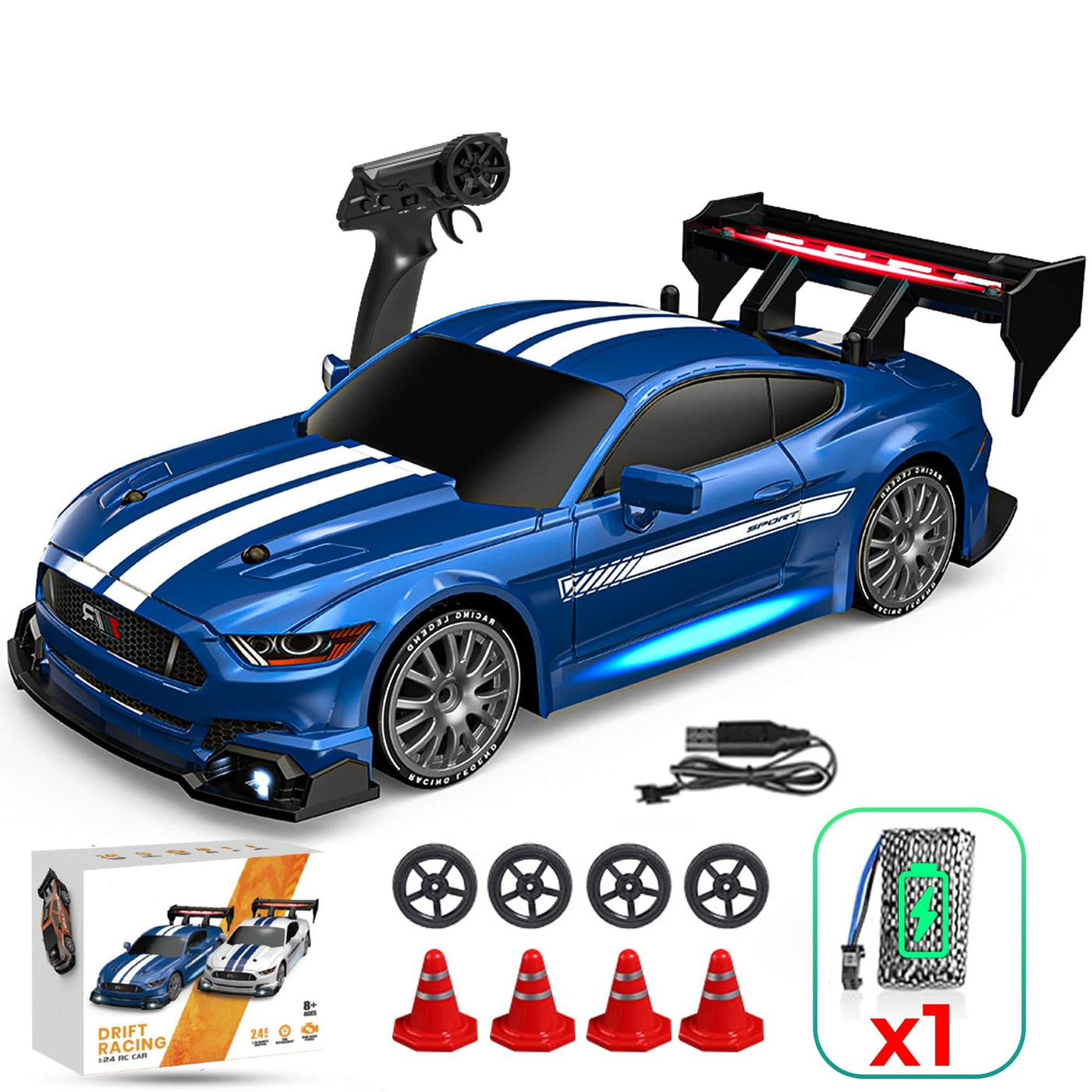 Masina cu telecomanda RC Timebox, 30km/h, 1:24, 4x4, Drift car, Albastru - Imagine 1