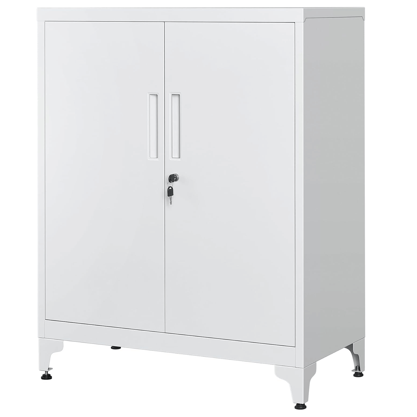 SONGMICS Dulap birou metalic cu 2 usi si sistem de inchidere, multifunctional cu rafturi reglabile, 40x80x90 cm, gri
