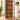 Biblioteca, raft cu 4 niveluri, cadru otel si polite din MDF, 74x30x155cm, maro rustic si negru