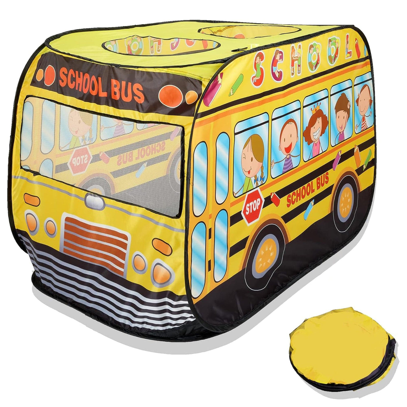 Cort de joaca in forma de autobuz pentru copii 1-5 ani, Galben - Imagine 1