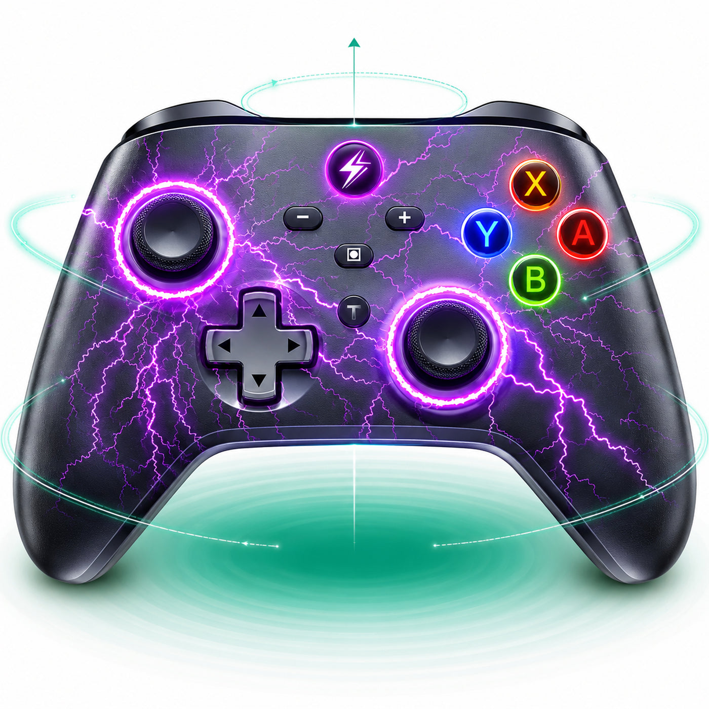Controller Wireless Timebox, RGB, LED 9 Culori, Turbo Ajustabil, Vibratii, Negru